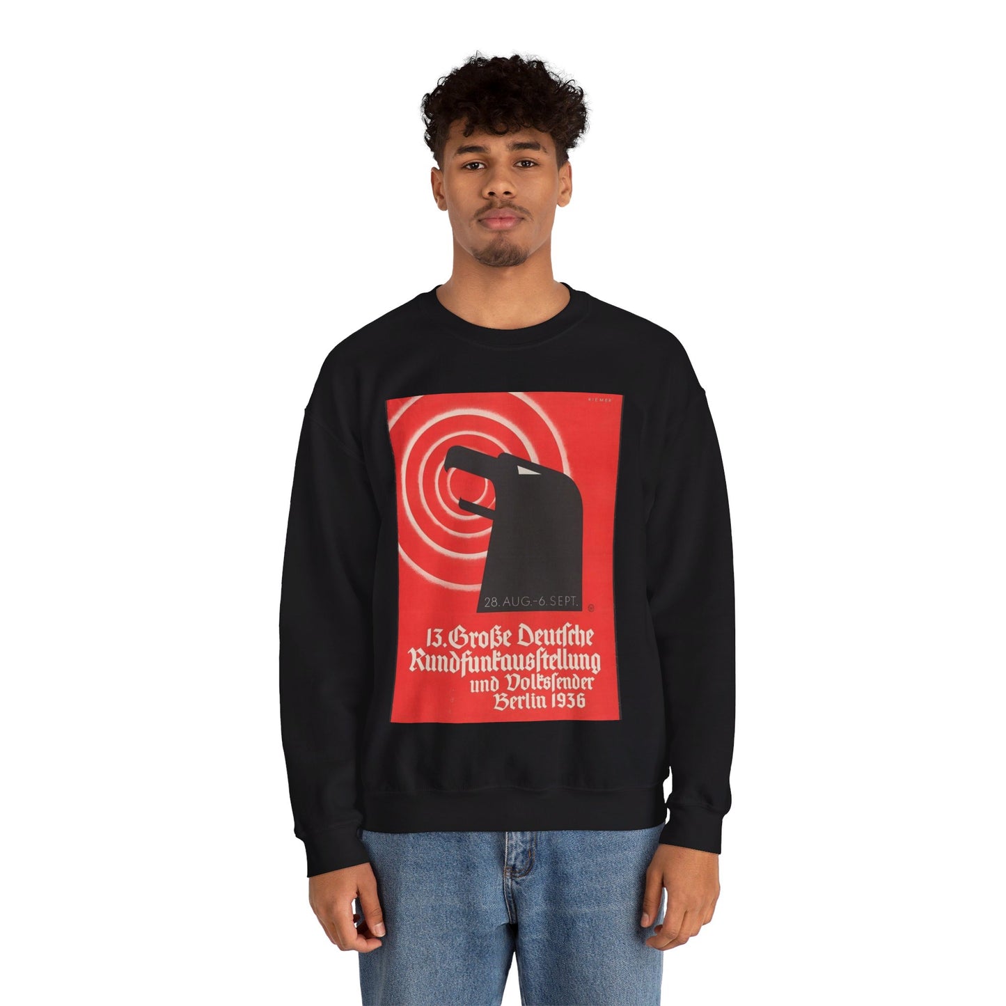 13 Grosse deutsche Rundfunkausstellung und Volkssender, Berlin 1936 / Riemer. Black Heavy Blend Adult Crew Neck SweatShirt