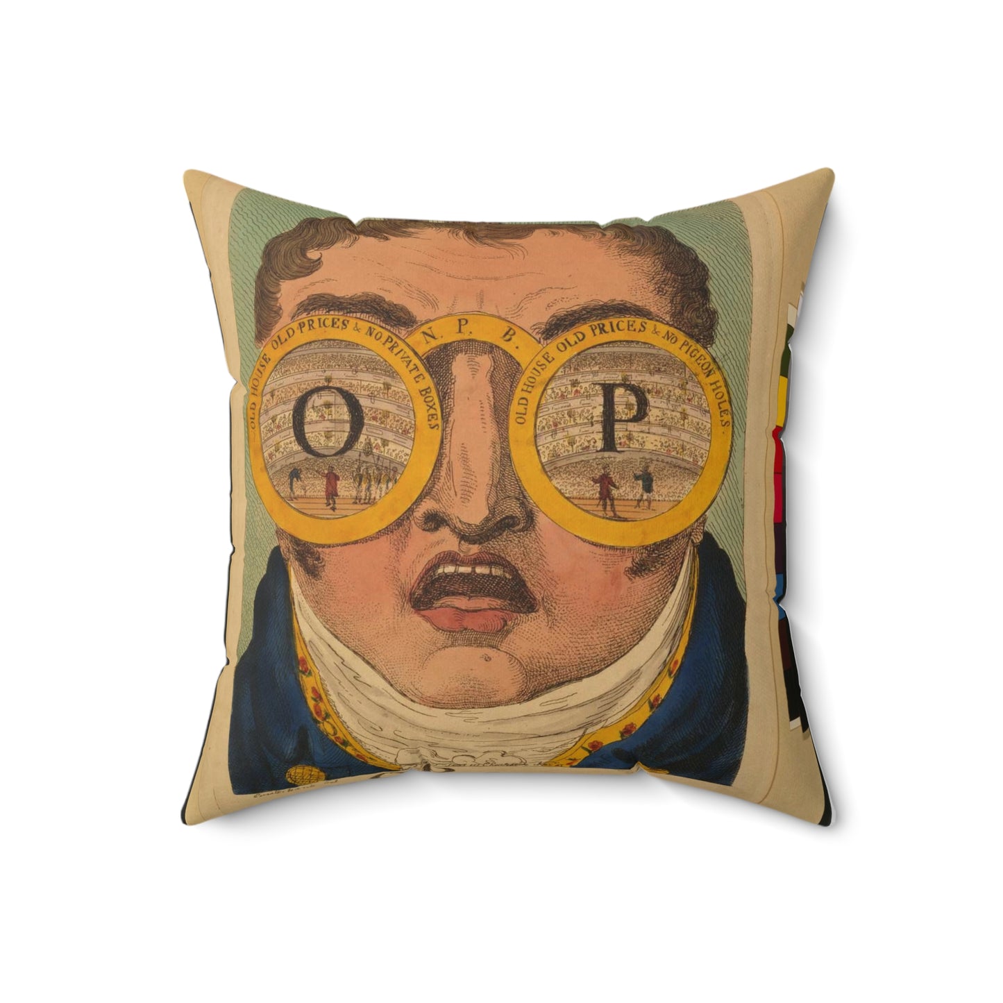 The OP spectacles / Cruikshank del., British Cartoon Print Decorative Accent Square Pillow