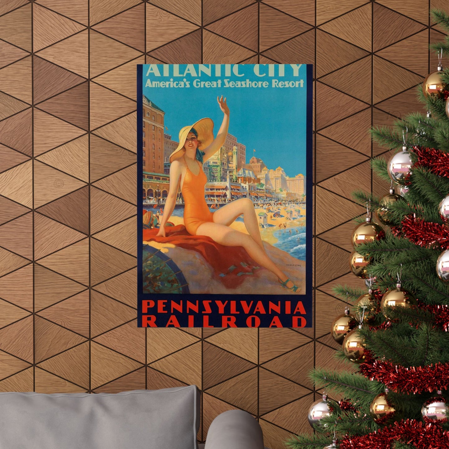 Edward M. Eggleston - Pennsylvania Railroad - Atlantic City, 1935 High Quality Matte Wall Art Poster for Home, Office, Classroom