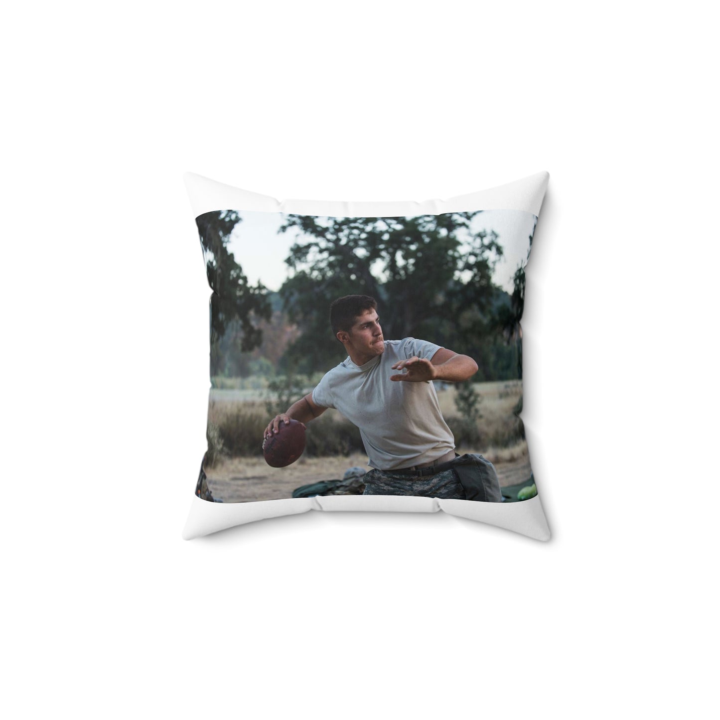 Spc. David Butcher, a U.S. Army Reserve military police Decorative Accent Square Pillow