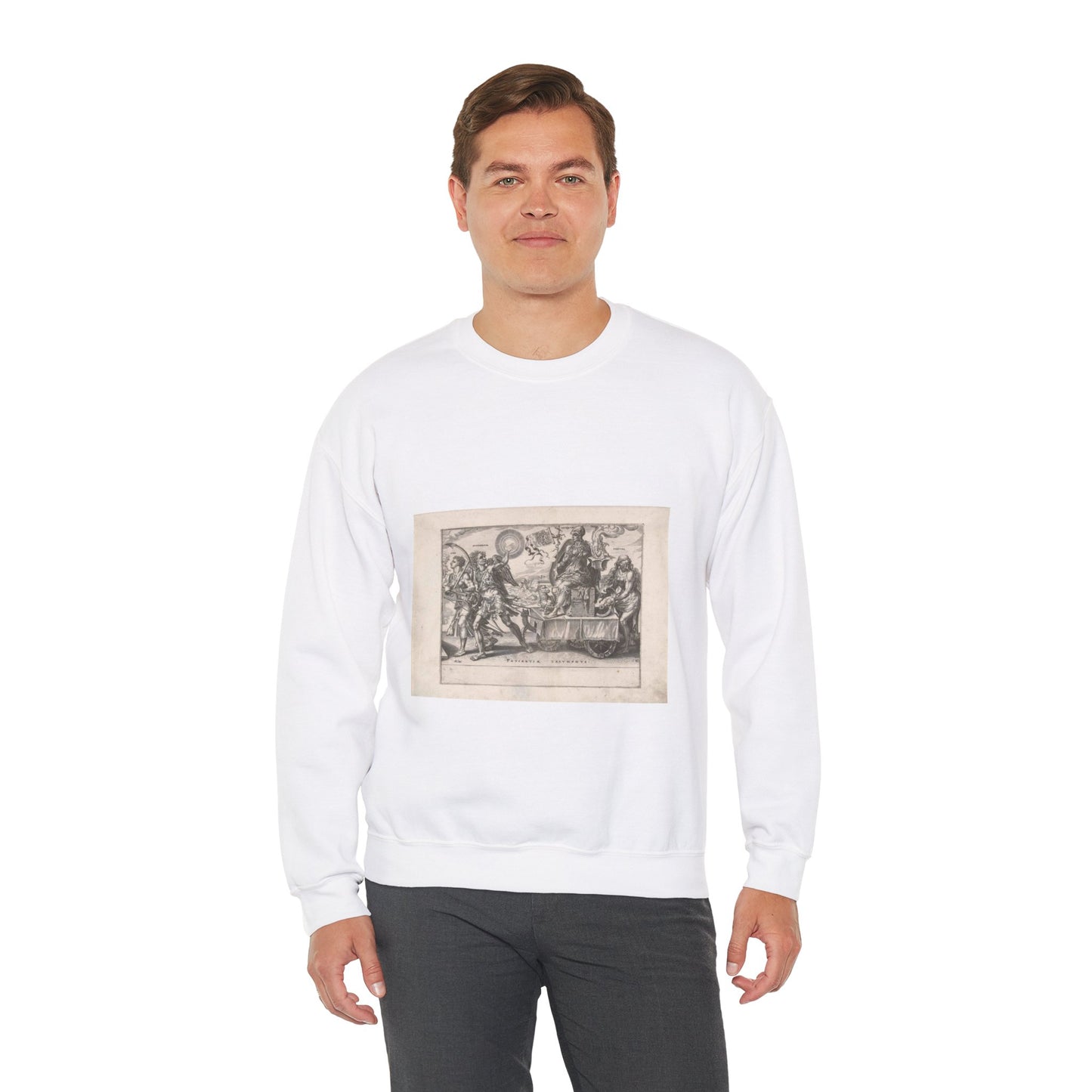 Dirck Volckertsz Coornhert - Triomf van de lijdzaamheid (Patientia) White Heavy Blend Adult Crew Neck SweatShirt