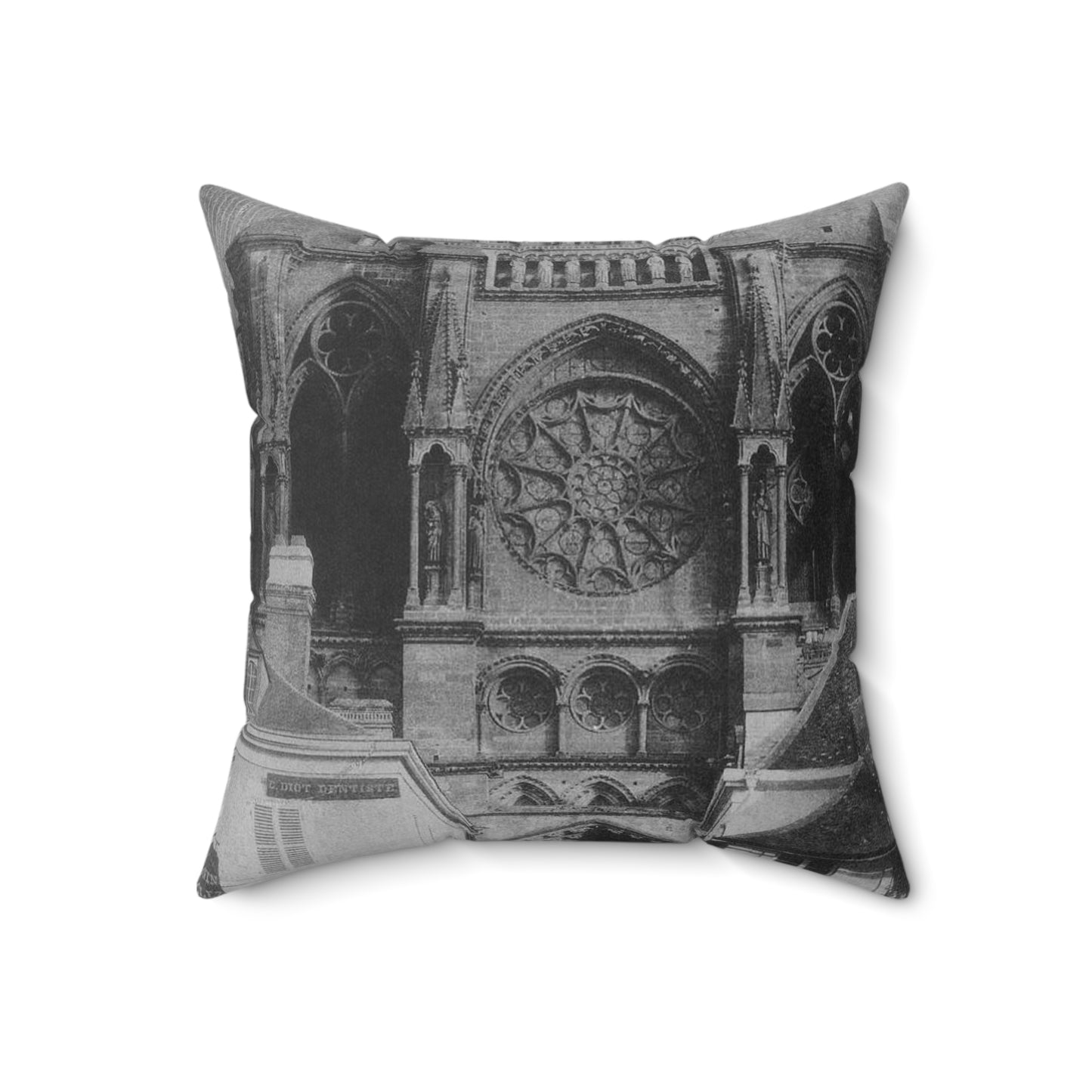 Le Secq Reims Cathedral north nave facade Decorative Accent Square Pillow