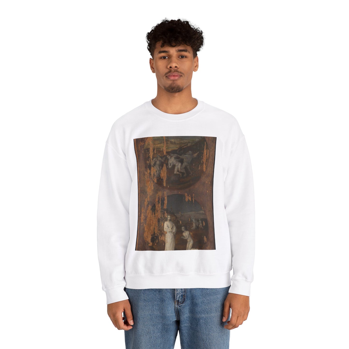 Flood Panels (The Flood – reverse), ca. 1508-1516 White Heavy Blend Adult Crew Neck SweatShirt