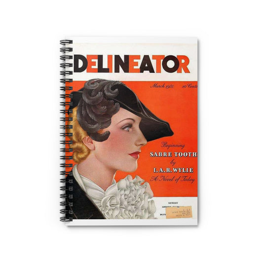 Delineator 1935-03 - Art Deco public domain image Spiral Bound Ruled Notebook with Printed Cover
