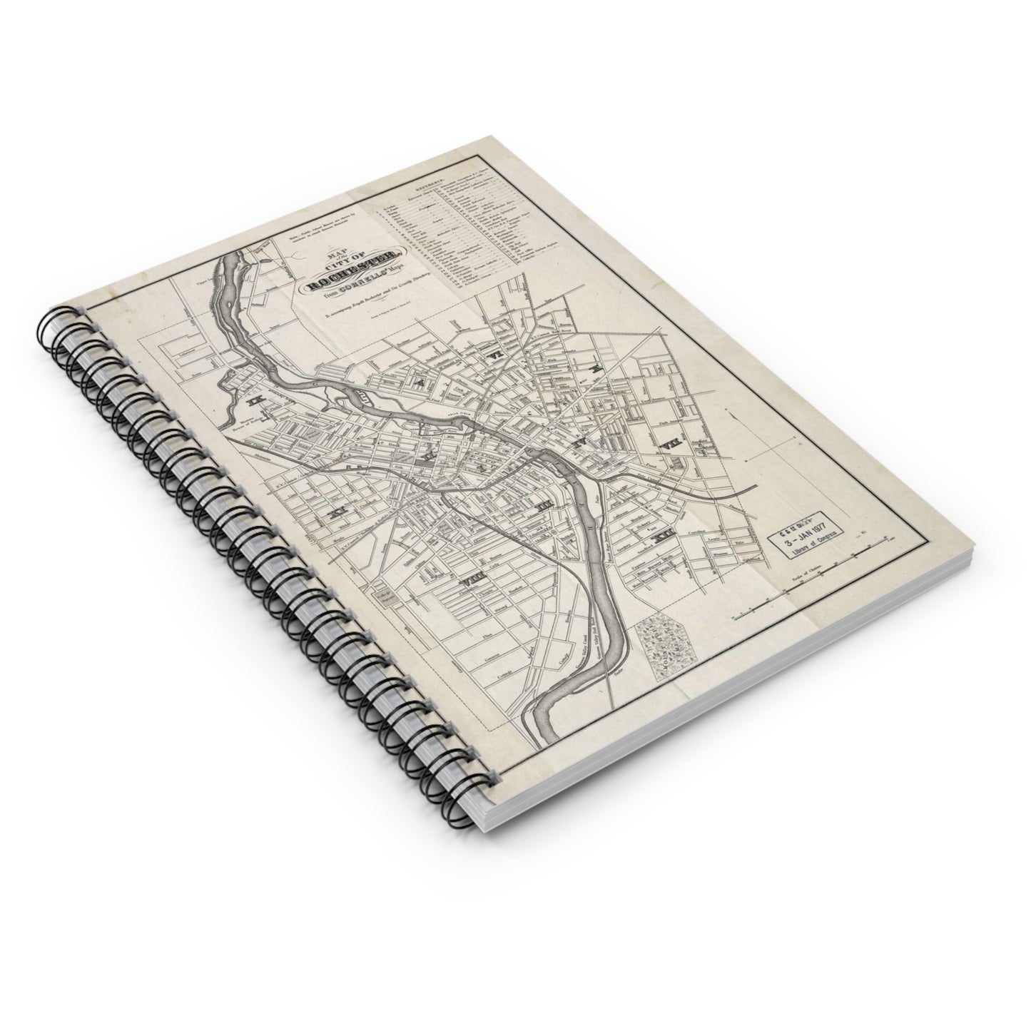 Map of the city of Rochester : from Cornells' Maps : to accompany Boyd's Rochester and six county directory / Spiral Bound Ruled Notebook with Printed Cover