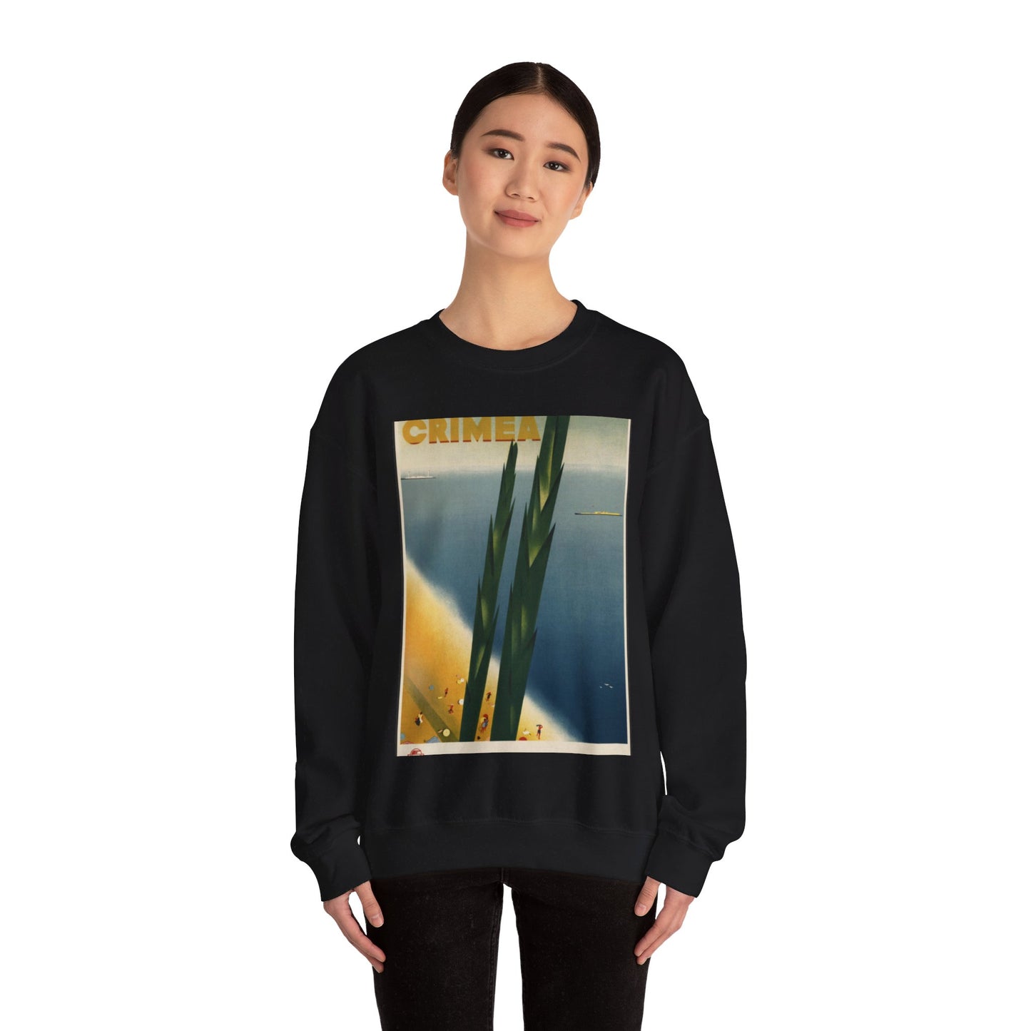 Crimea. Vintage Travel Poster., Art Deco Poster Black Heavy Blend Adult Crew Neck SweatShirt