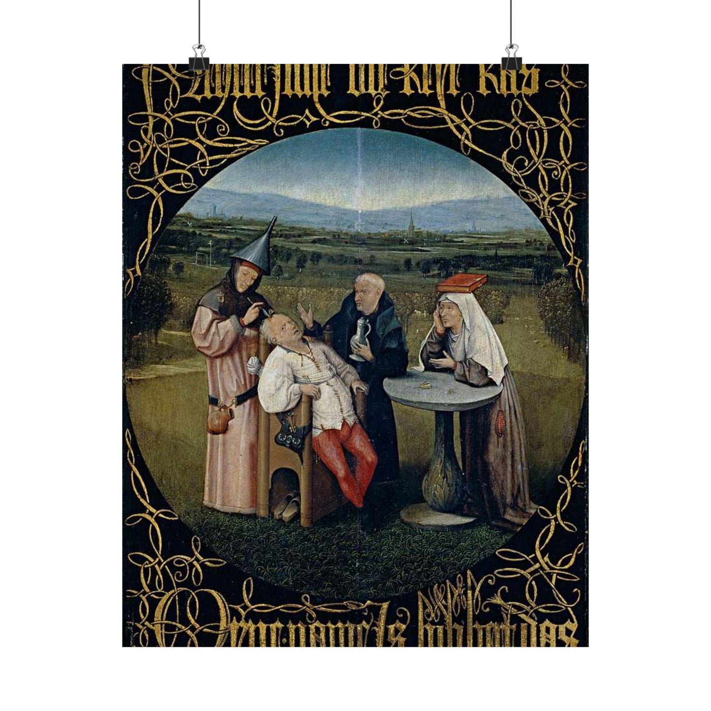 Hieronymus Bosch 053 - A painting of a group of people sitting around a table High Quality Matte Wall Art Poster for Home, Office, Classroom