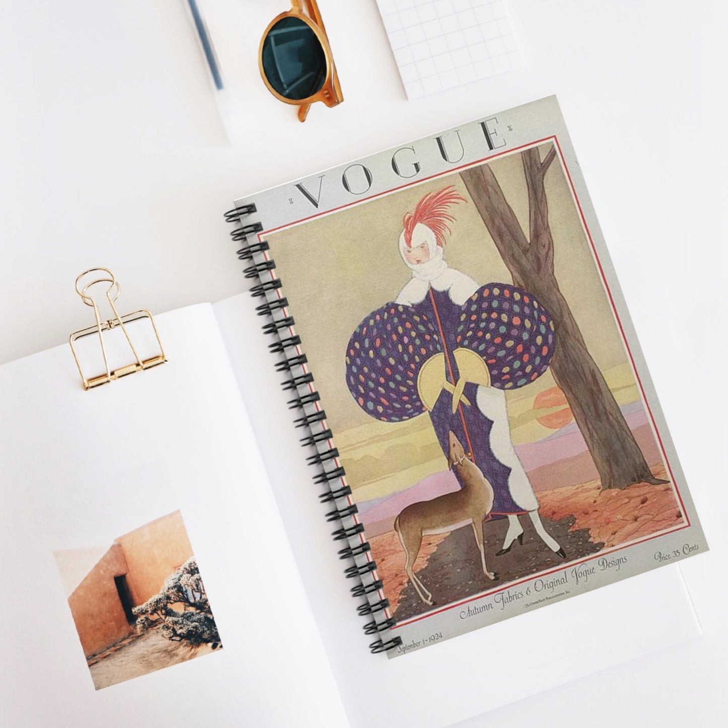 VogueMagazine1Sep1924 - Art Deco public domain image Spiral Bound Ruled Notebook with Printed Cover