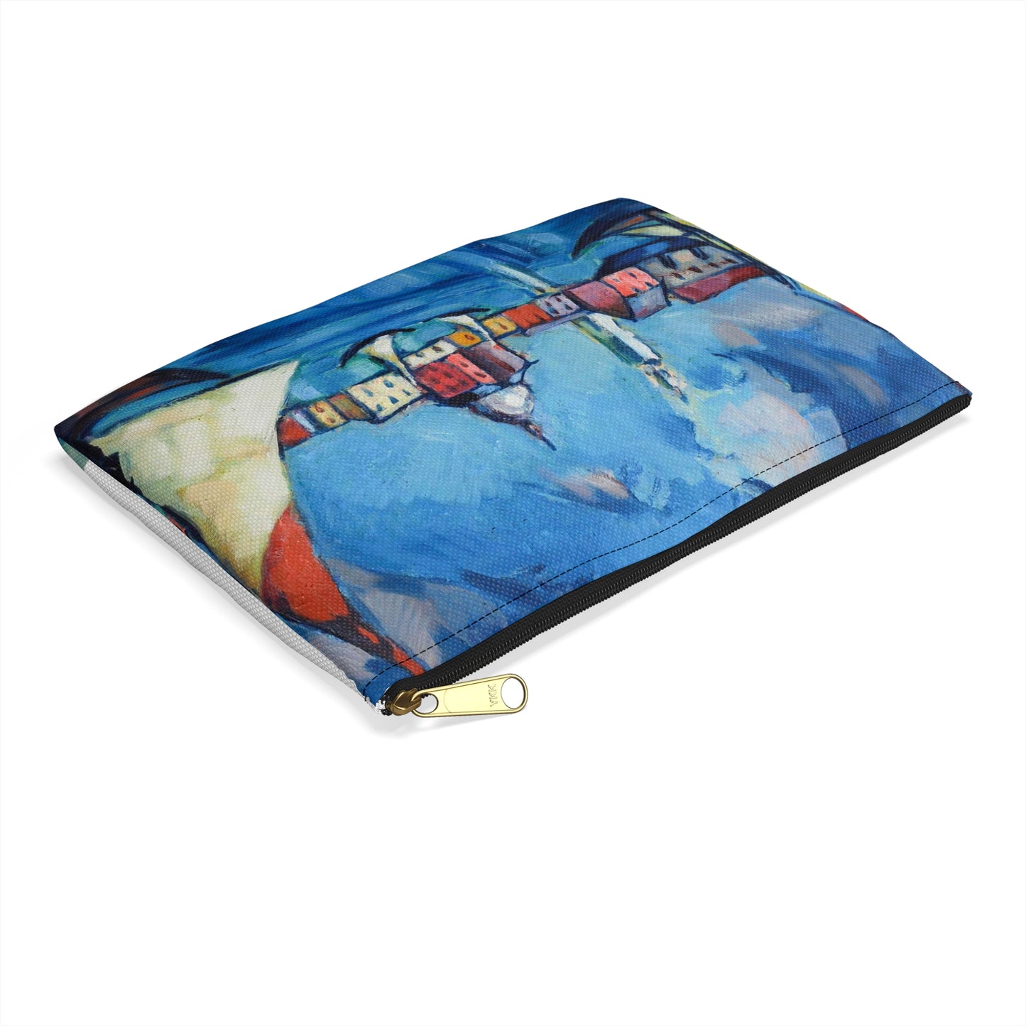Magi veneetsia - A painting of boats in a harbor with buildings in the background Large Organizer Pouch with Black Zipper