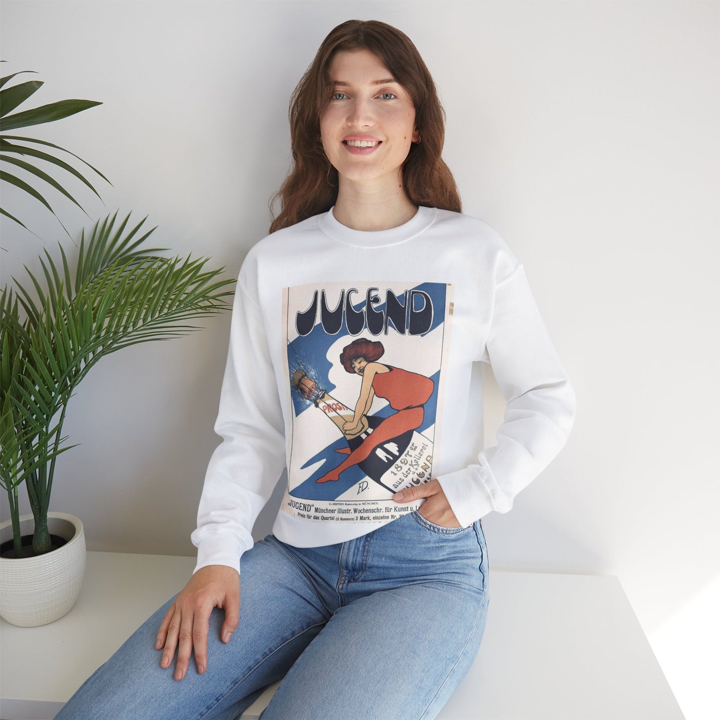 Fritz Dannenberg - Jugend. Münchner illustrierte Wochenschrift, 1897 White Heavy Blend Adult Crew Neck SweatShirt