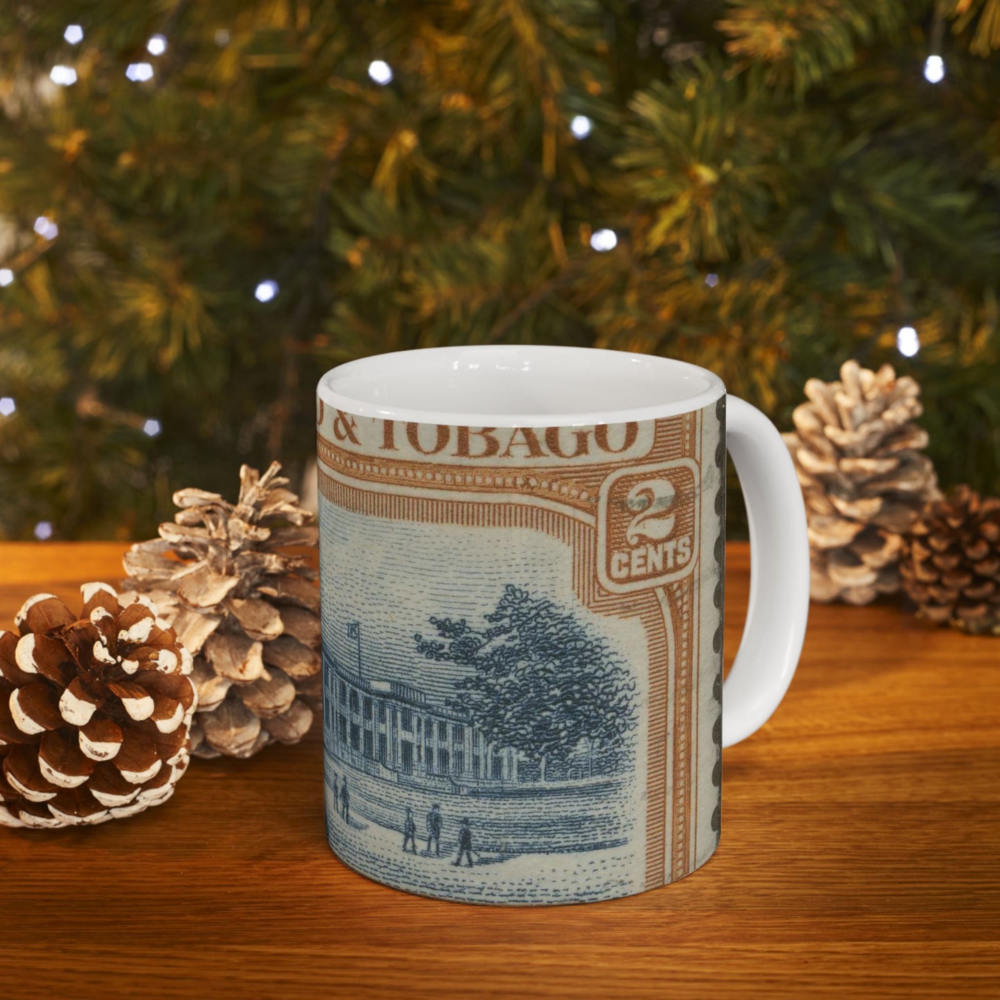 Frimärke ur Gösta Bodmans filatelistiska motivsamling, påbörjad 1950.Frimärke från Trindidad 1938. Motiv av tropisk agrikulturhögskola. Beautiful Novelty Ceramic Coffee Mug 11oz