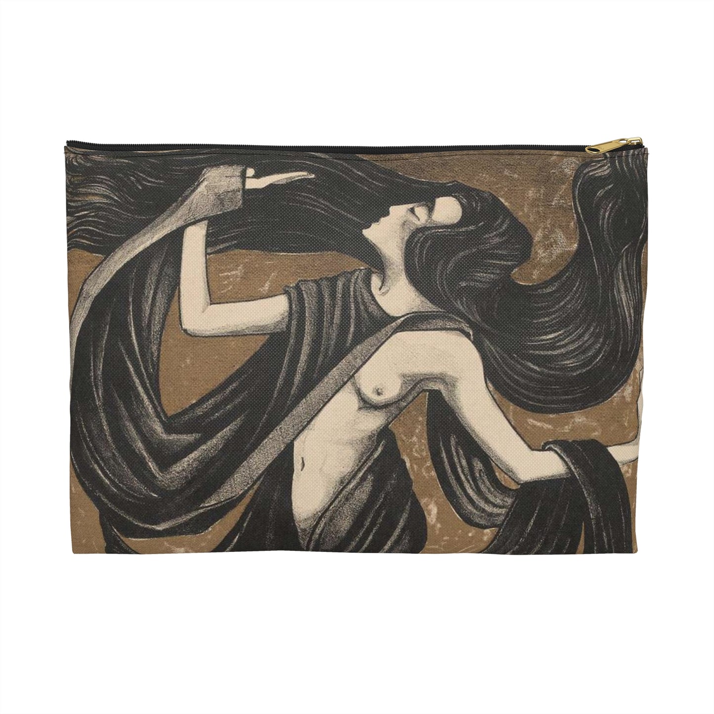 Danseres met draperieën - Drawing. Public domain image. Large Organizer Pouch with Black Zipper