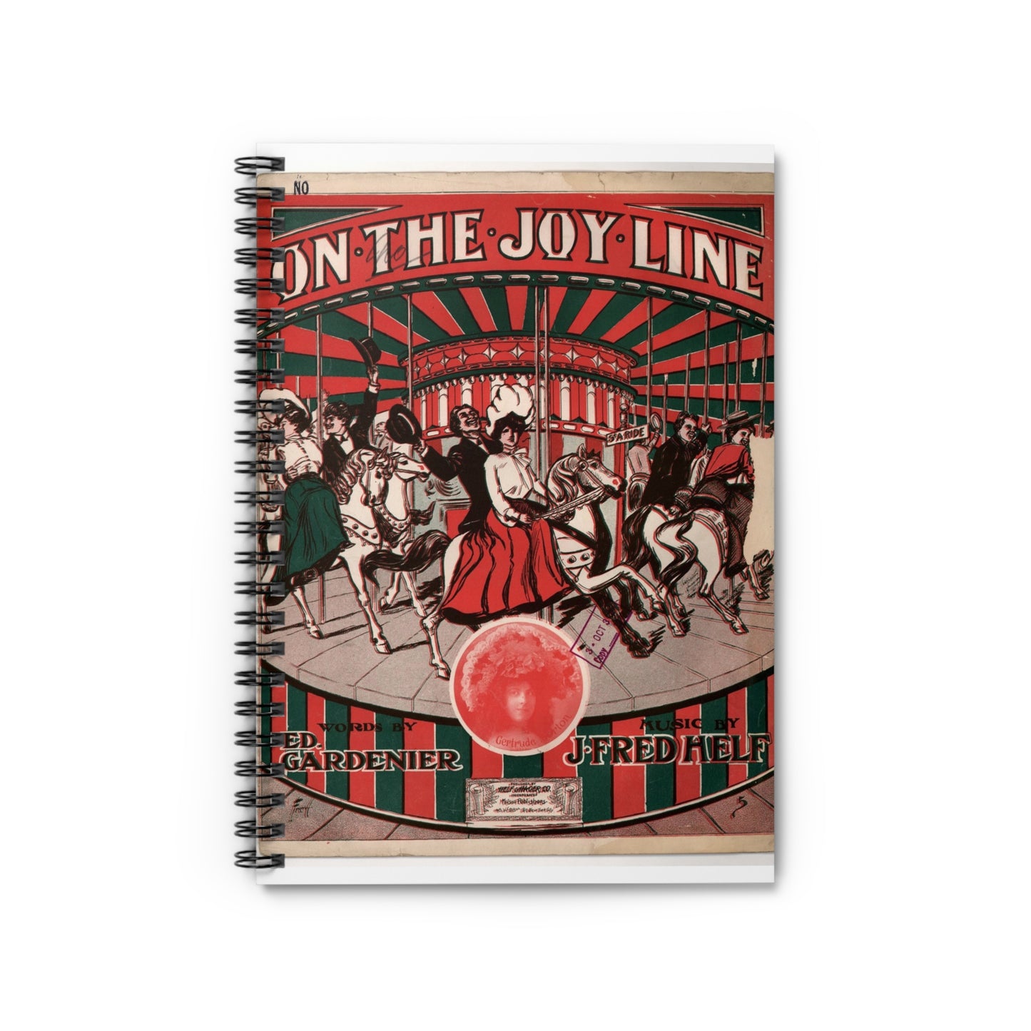 On the joy line - Public domain American sheet music Spiral Bound Ruled Notebook with Printed Cover