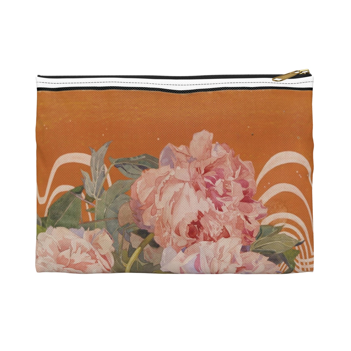 Peonies - Drawing. Public domain image. Large Organizer Pouch with Black Zipper