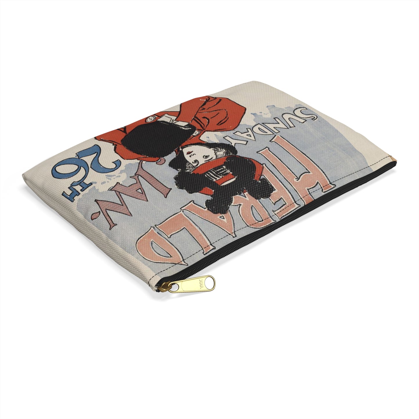 New York herald, Sunday Jan. 26th, 1896 Large Organizer Pouch with Black Zipper