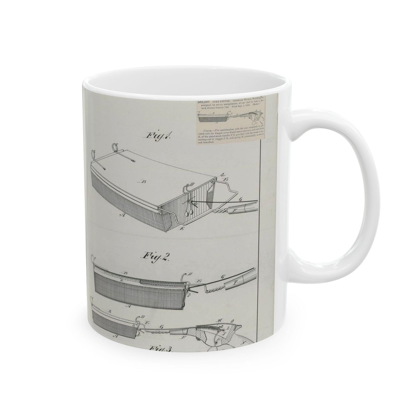 Patent Drawing of Engine - for J. Wilkie's Corn Popper Public domain  image Beautiful Novelty Ceramic Coffee Mug 11oz