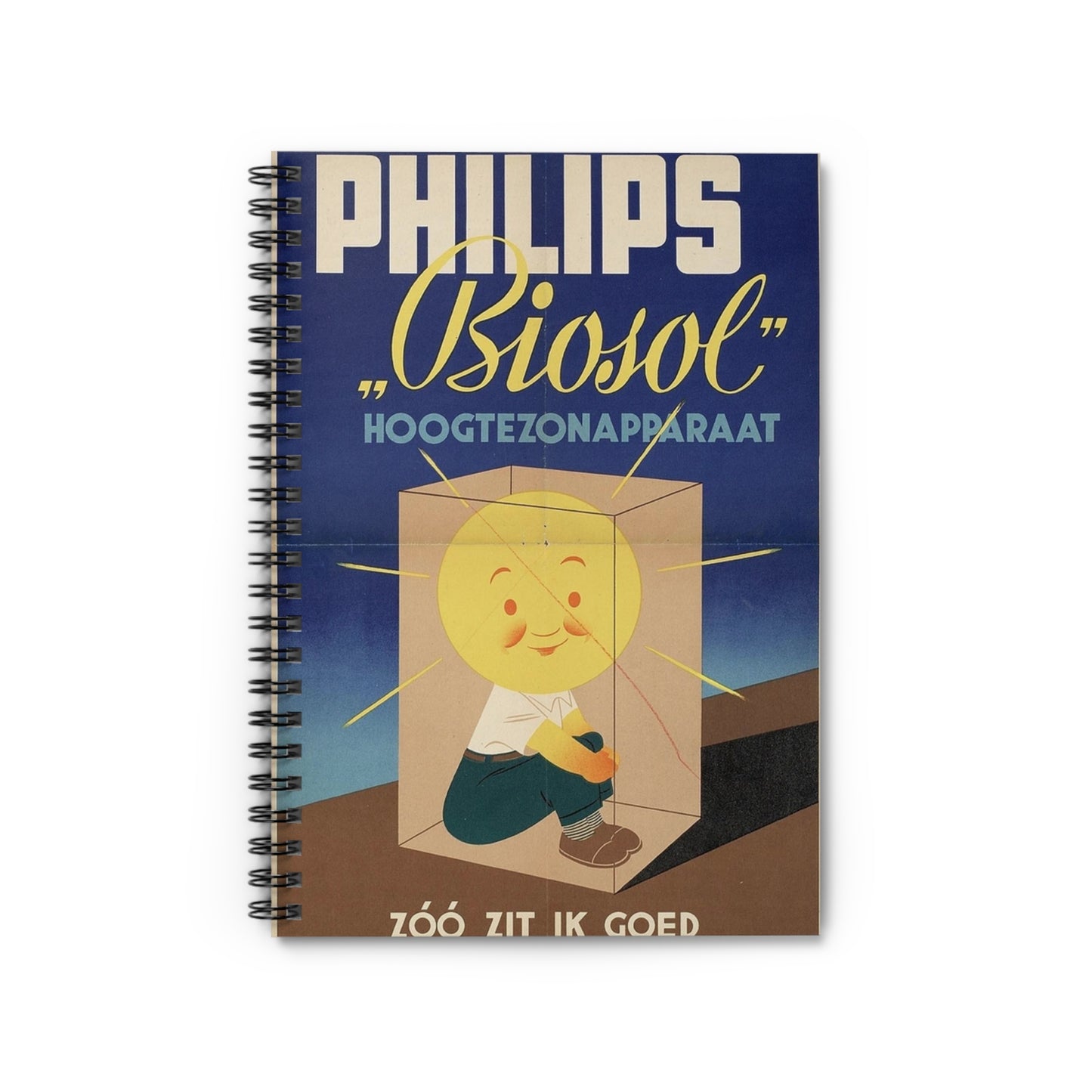 Philips Biosol 1935-1940 - Art Deco public domain image Spiral Bound Ruled Notebook with Printed Cover