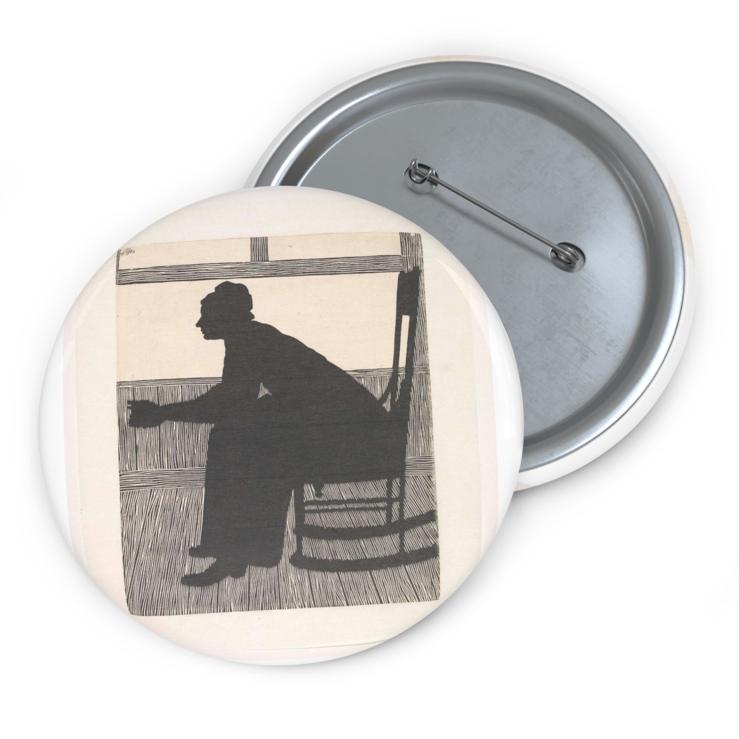 Samuel Jessurun de Mesquita - Silhouet (Vrouw in schommelstoel) Pin Buttons with Crisp Design