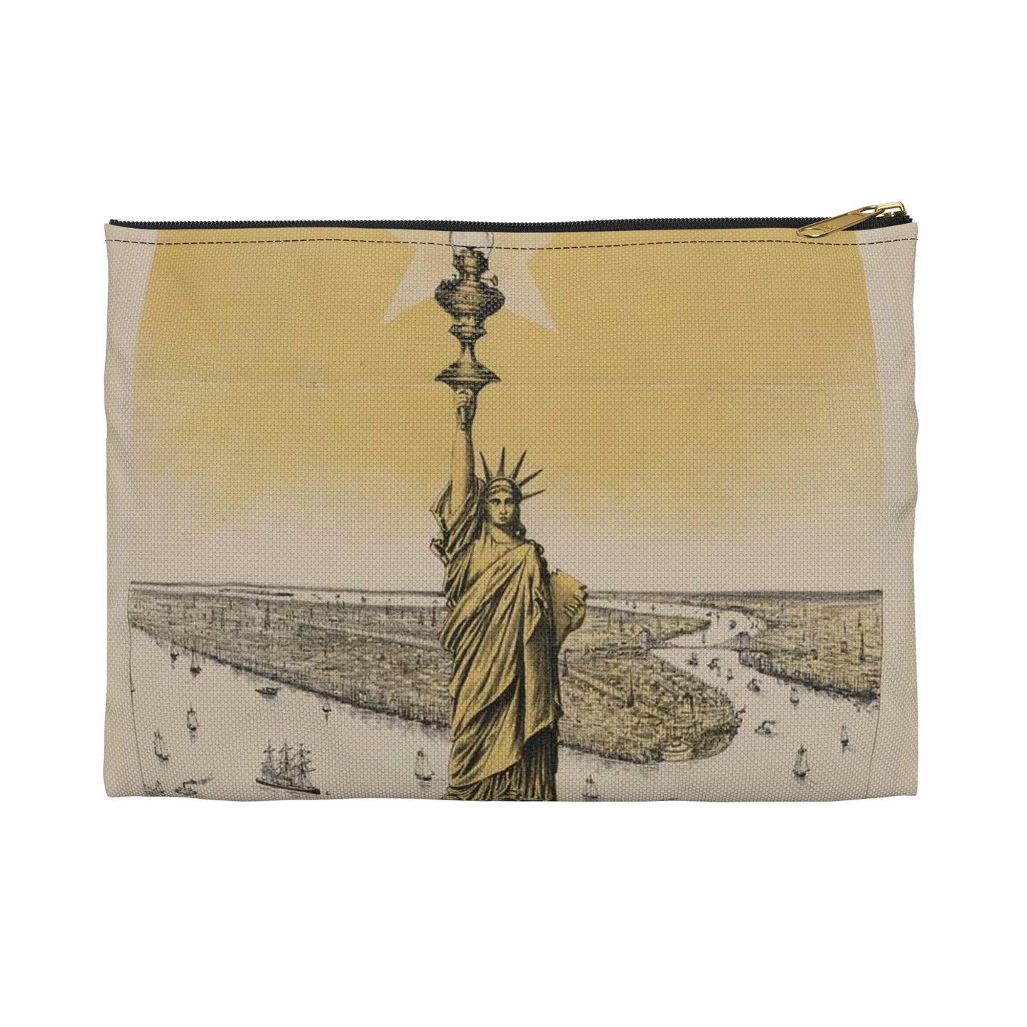 The great Bartholdi statue, Liberty enlightening the world with the world renowned and beautiful Star Lamp. Large Organizer Pouch with Black Zipper