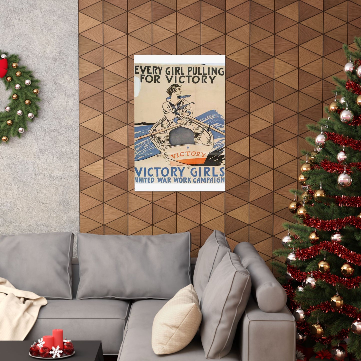 Every Girl Pulling for Victory, Victory Girls United War Work Campaign High Quality Matte Wall Art Poster for Home, Office, Classroom