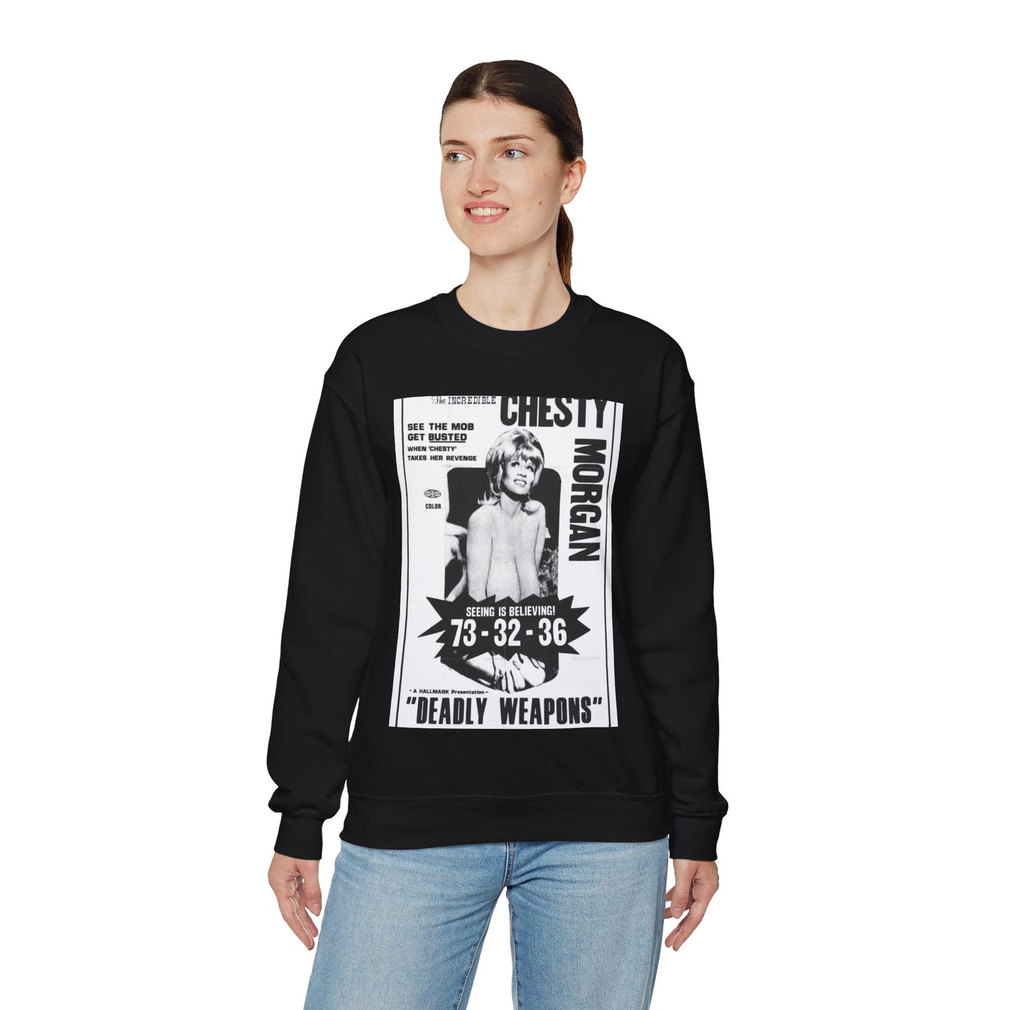 Deadly weapons poster 01 - Public domain movie poster Black Heavy Blend Adult Crew Neck SweatShirt