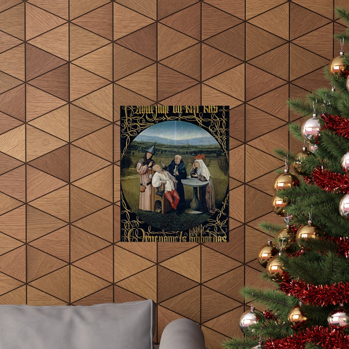 Hieronymus Bosch 053 - A painting of a group of people sitting around a table High Quality Matte Wall Art Poster for Home, Office, Classroom