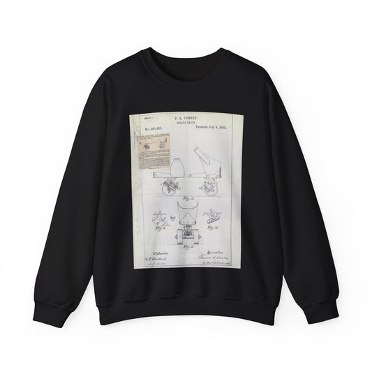 Patent drawing - for F. A. Combes' Roller Skate Public domain  image Black Heavy Blend Adult Crew Neck SweatShirt