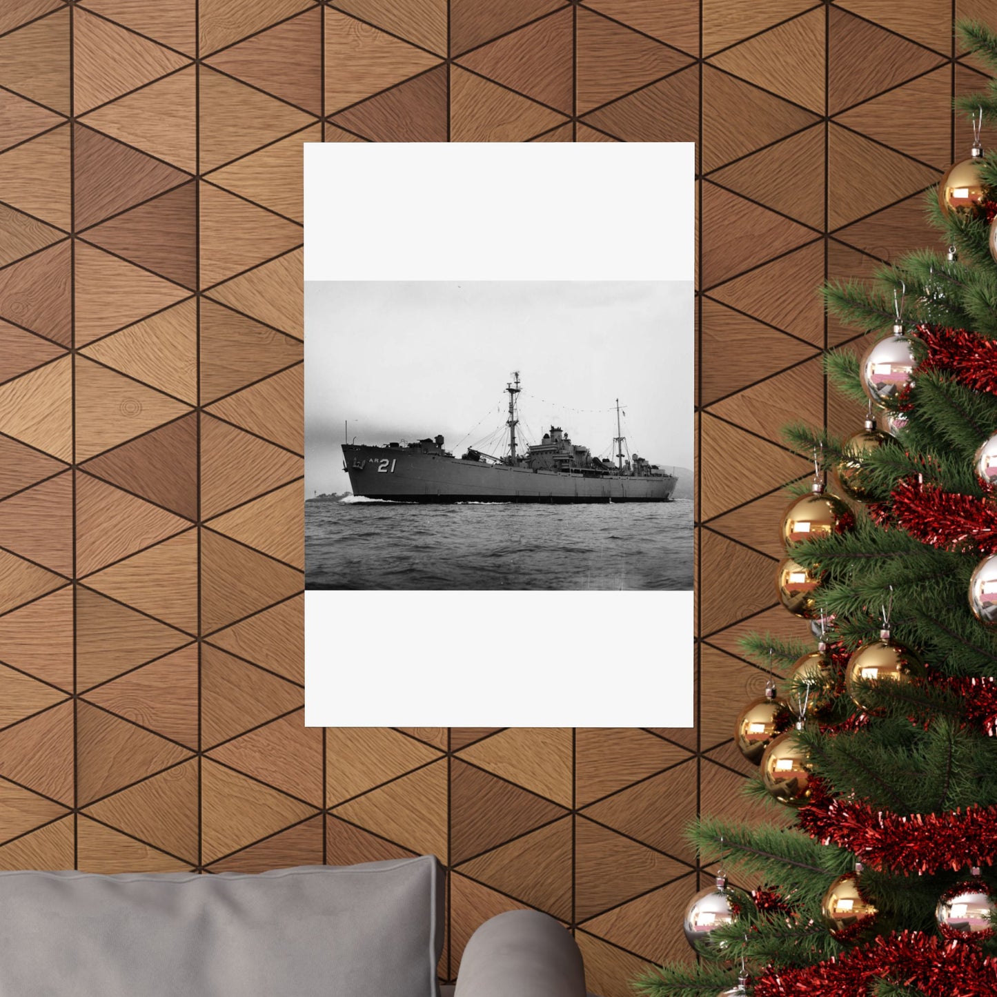 USS Dionysus (AR-21) underway, circa 1952-1955 (USN 1045360) High Quality Matte Wall Art Poster for Home, Office, Classroom