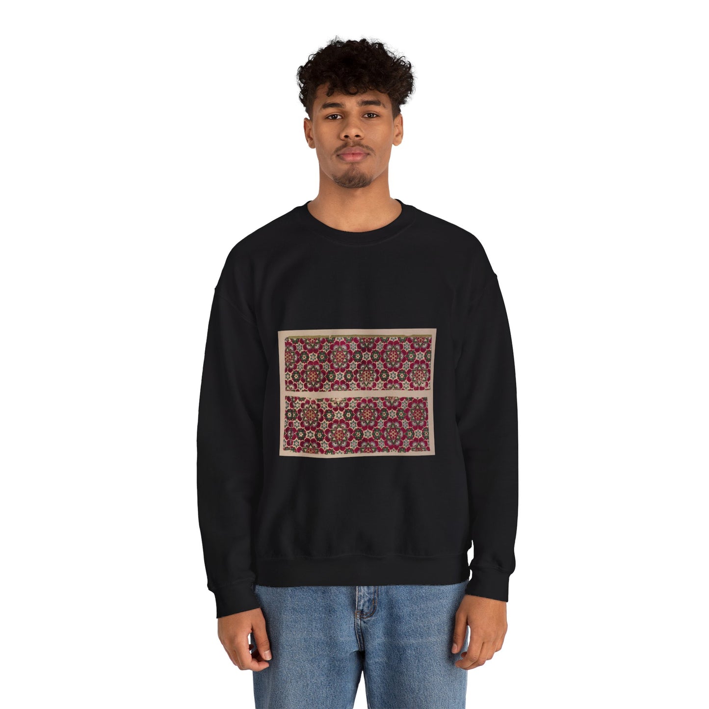 Polychrome velvet with a variation on a Medici emblem Black Heavy Blend Adult Crew Neck SweatShirt