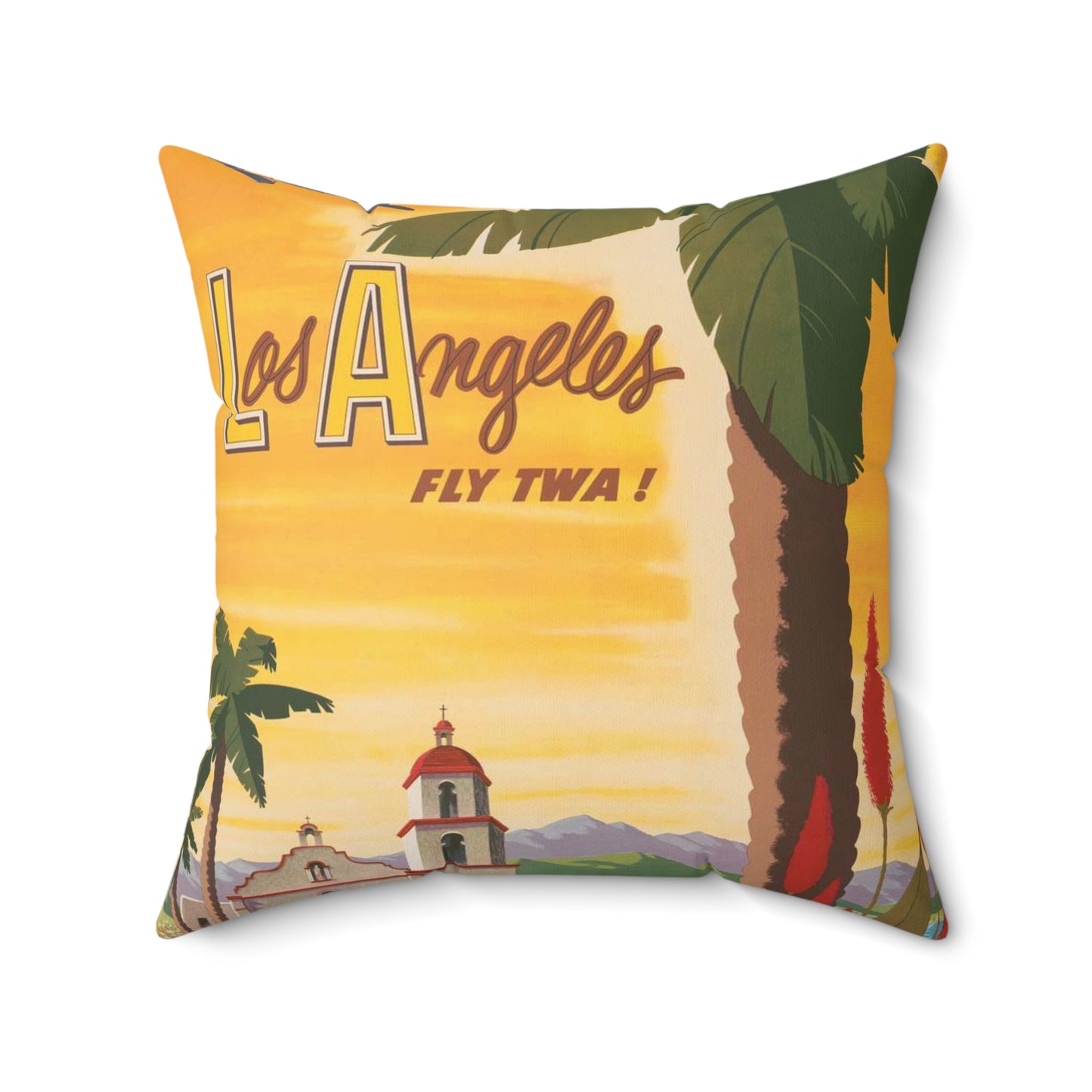 Los Angeles - fly TWA! Bob Smith Decorative Accent Square Pillow