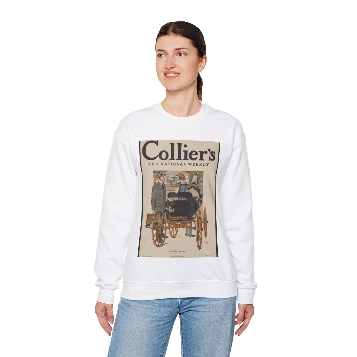 Collier's, the national weekly. Good-by, summer. White Heavy Blend Adult Crew Neck SweatShirt