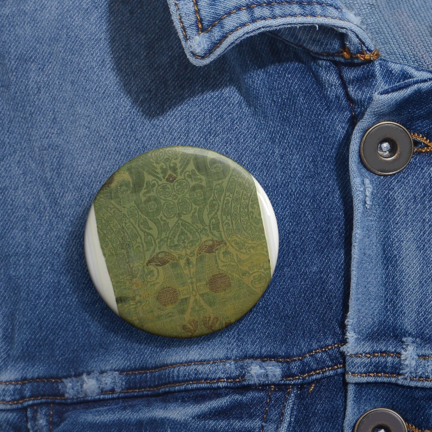 Textile with Brocade - Public domain dedication museum photo Pin Buttons with Crisp Design