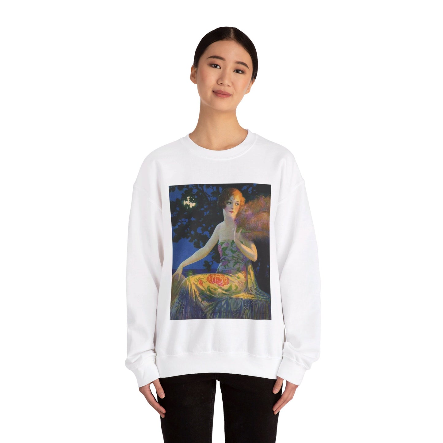 Moonlight and You, print from painting by Edward Mason Eggleston, 1928 White Heavy Blend Adult Crew Neck SweatShirt