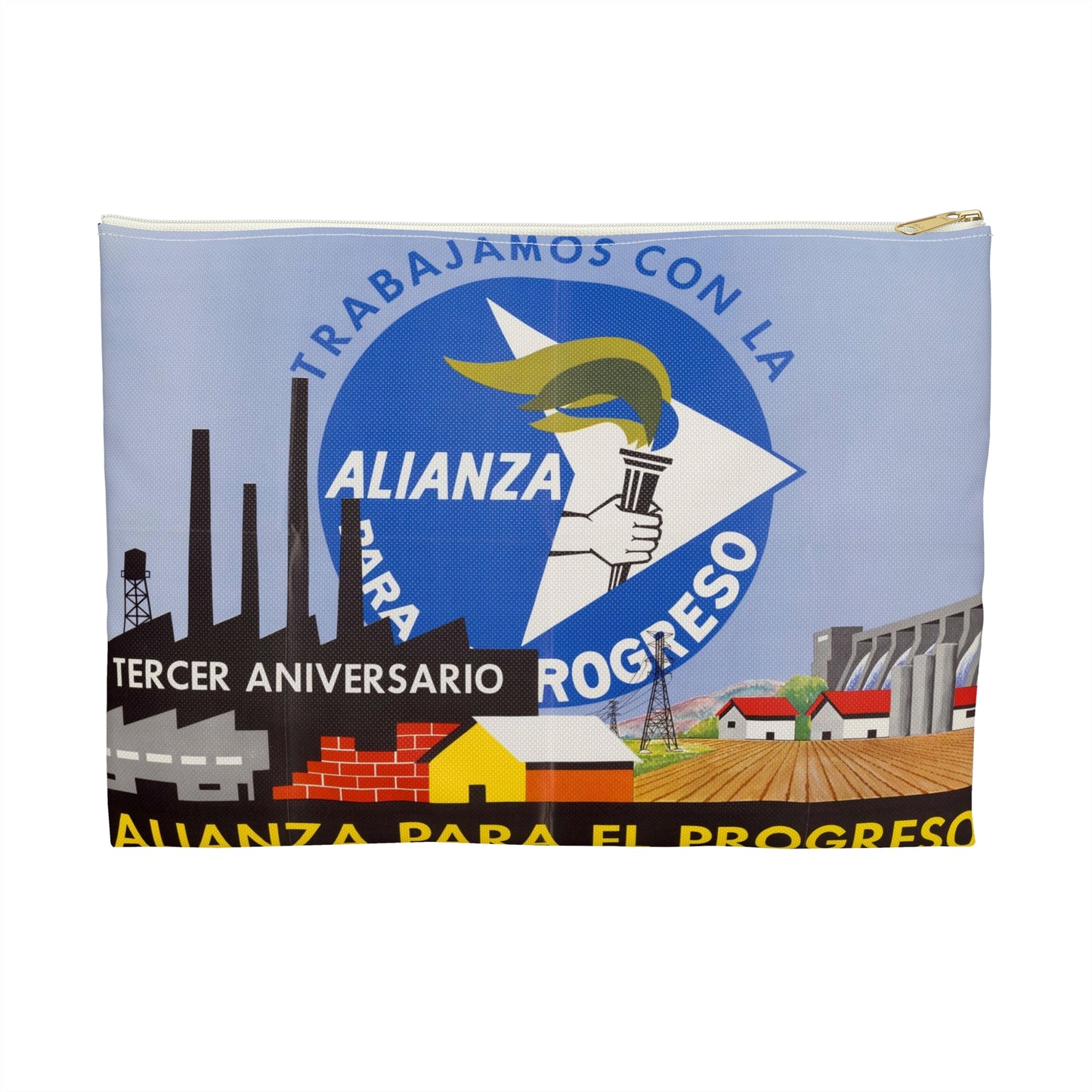 Alliance Posters, Cold War American Propaganda poster Large Organizer Pouch with Black Zipper