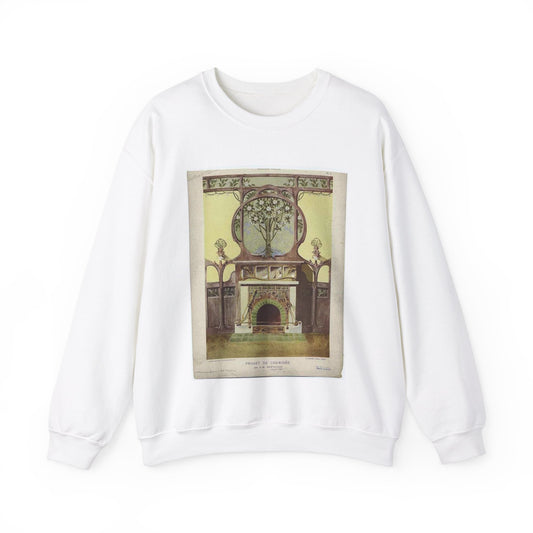 345ARTIST Bonvallet, L. H. Projet De Cheminée., Nancy White Heavy Blend Adult Crew Neck SweatShirt