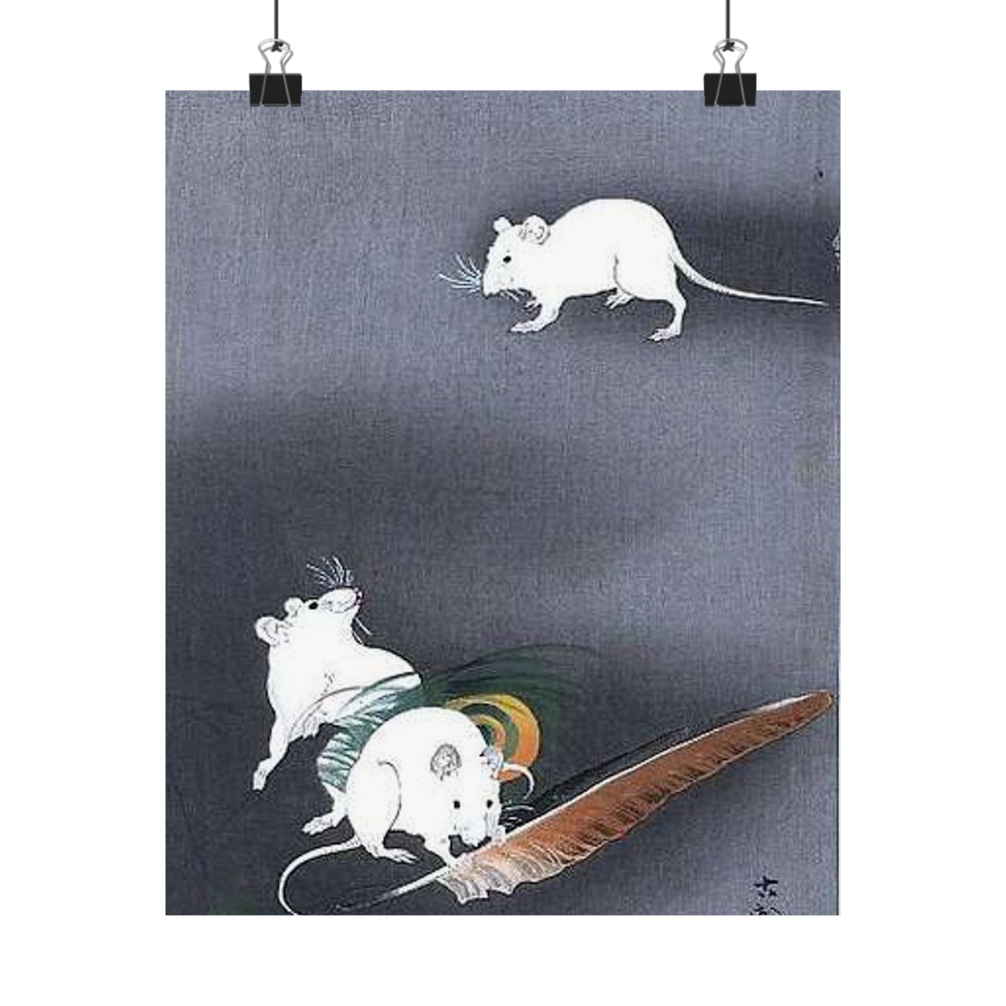 A drawing of 3 mice, Ohara Koson High Quality Matte Wall Art Poster for Home, Office, Classroom