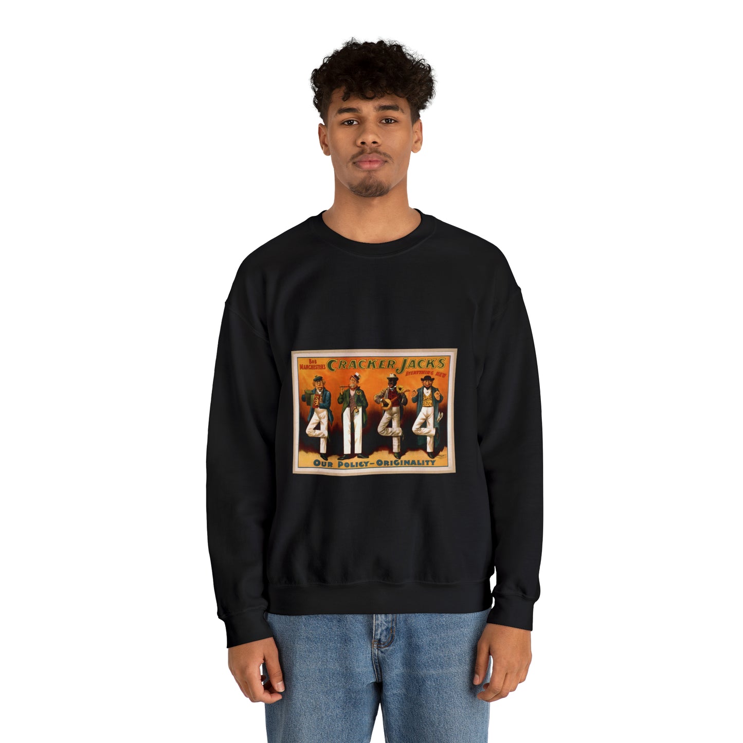 Bob Manchester's Cracker Jacks everything new. Black Heavy Blend Adult Crew Neck SweatShirt