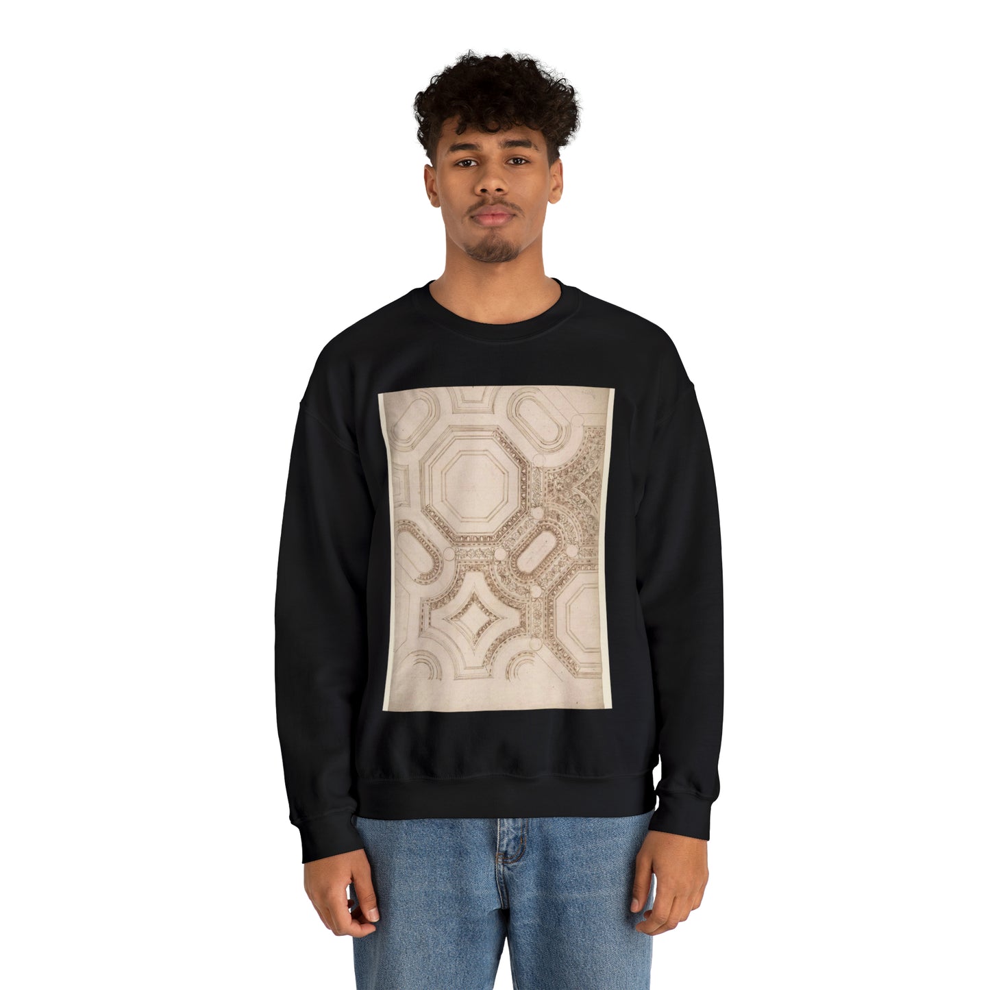 Palazzo Pontifici, Sala Regia, coffer panels, reflected ceiling plan (recto) blank (verso) Black Heavy Blend Adult Crew Neck SweatShirt