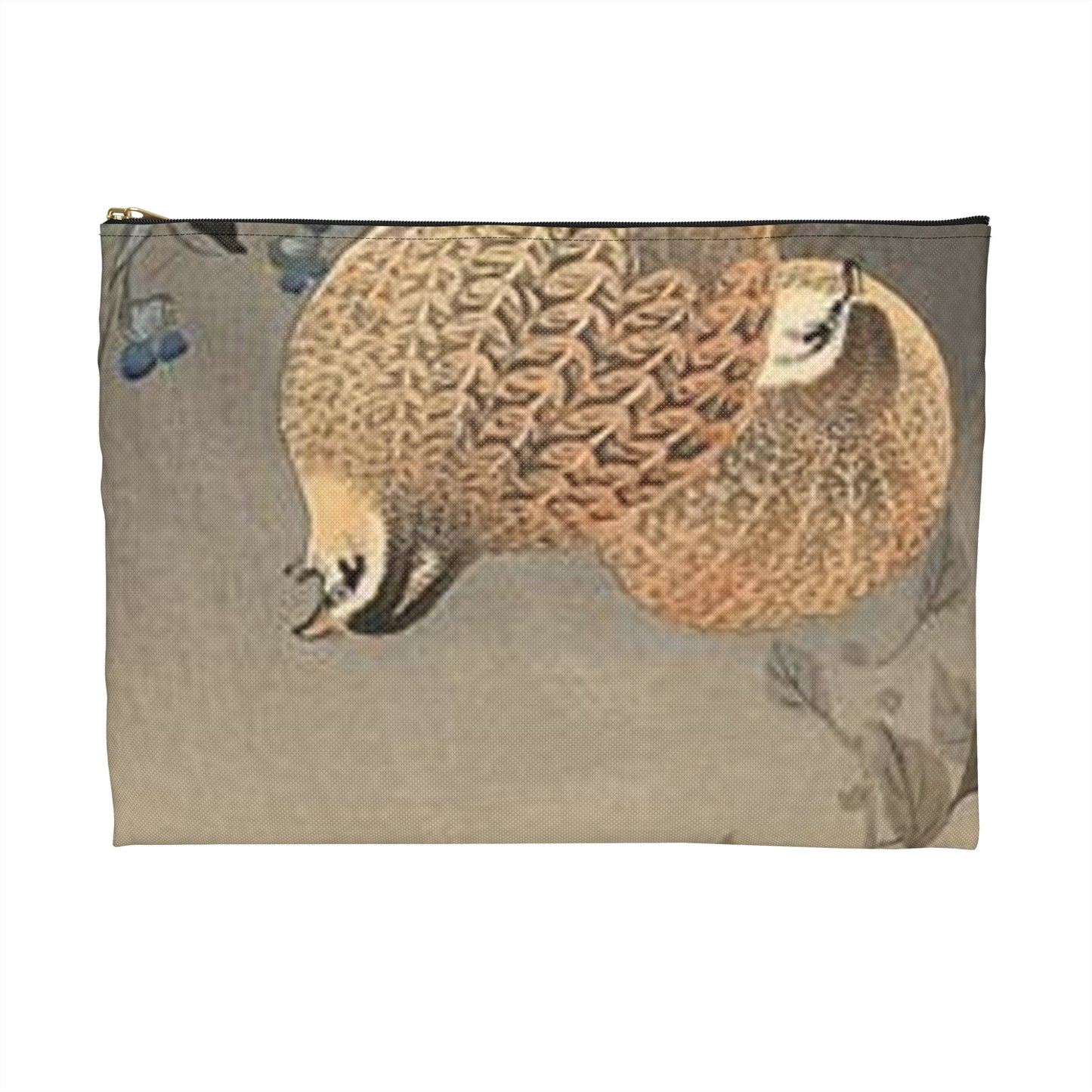 Koson - quails, Ohara Koson Large Organizer Pouch with Black Zipper