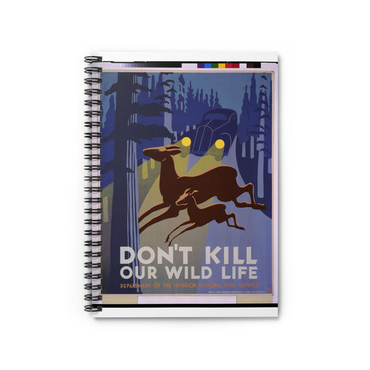 Don't kill our wild life - Art Deco public domain image Spiral Bound Ruled Notebook with Printed Cover