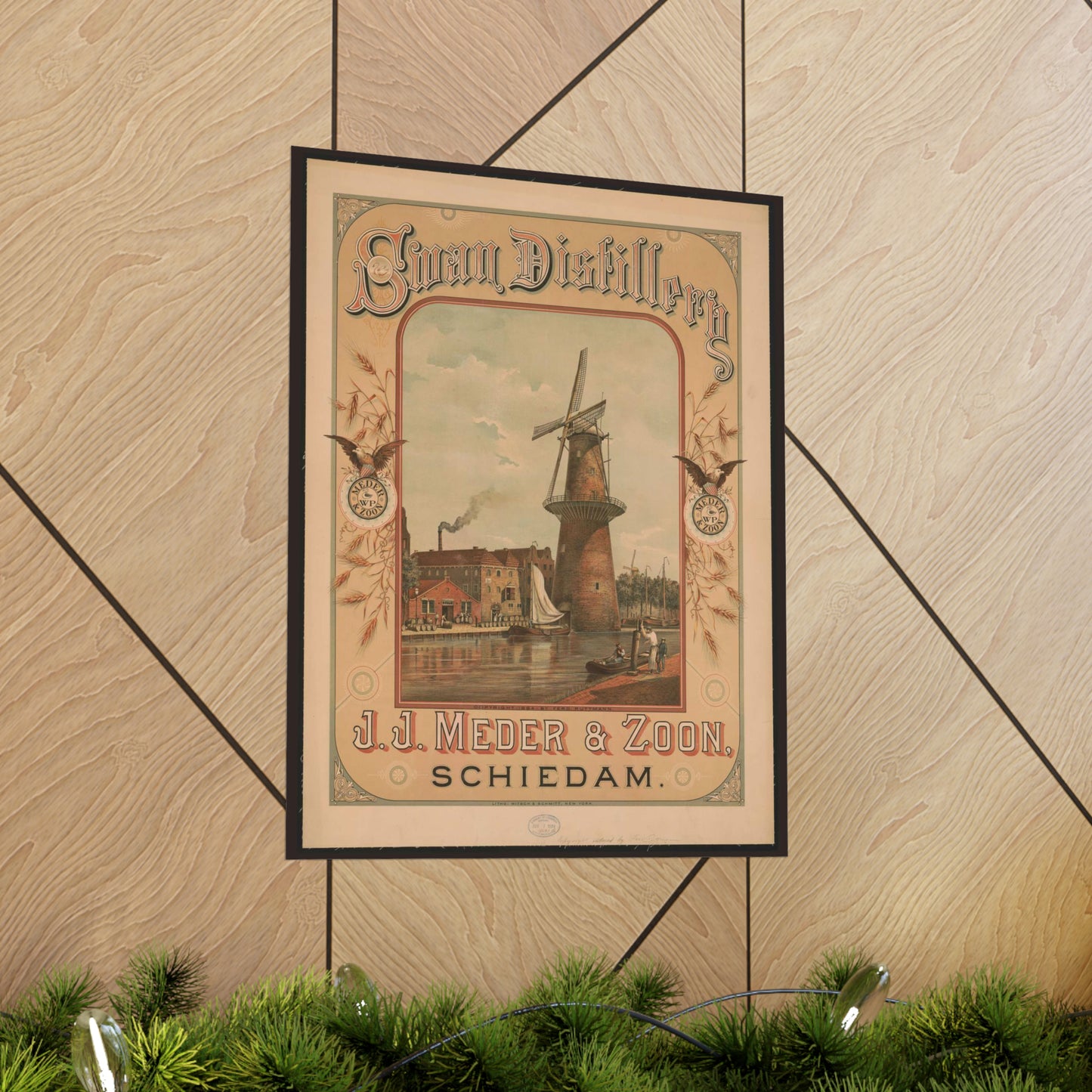 Swan Distillery, J.J. Meder & Zoon, Schiedam High Quality Matte Wall Art Poster for Home, Office, Classroom