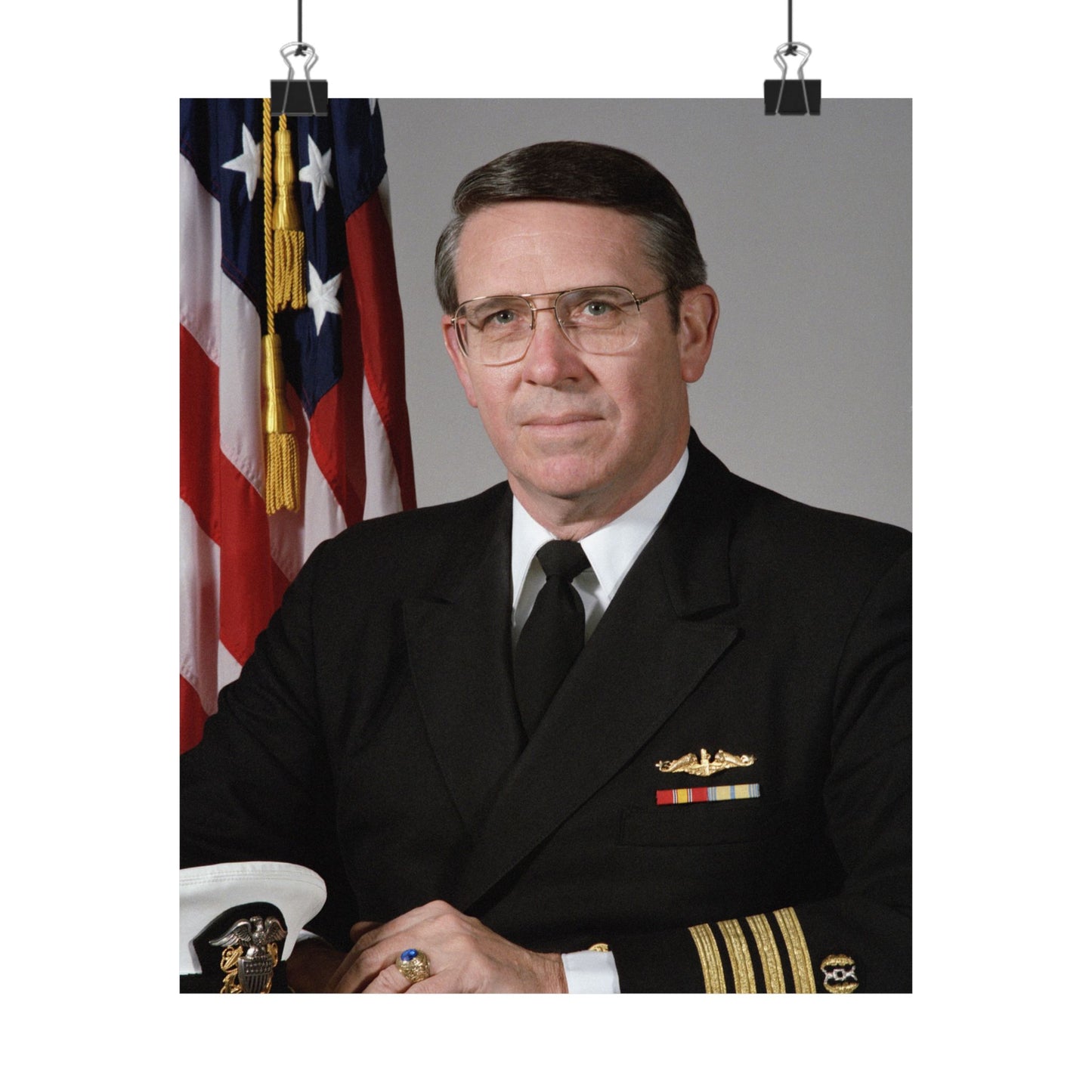 Portrait:  US Navy (USN) Captain (CAPT) Charles A. Hougland (uncovered) High Quality Matte Wall Art Poster for Home, Office, Classroom