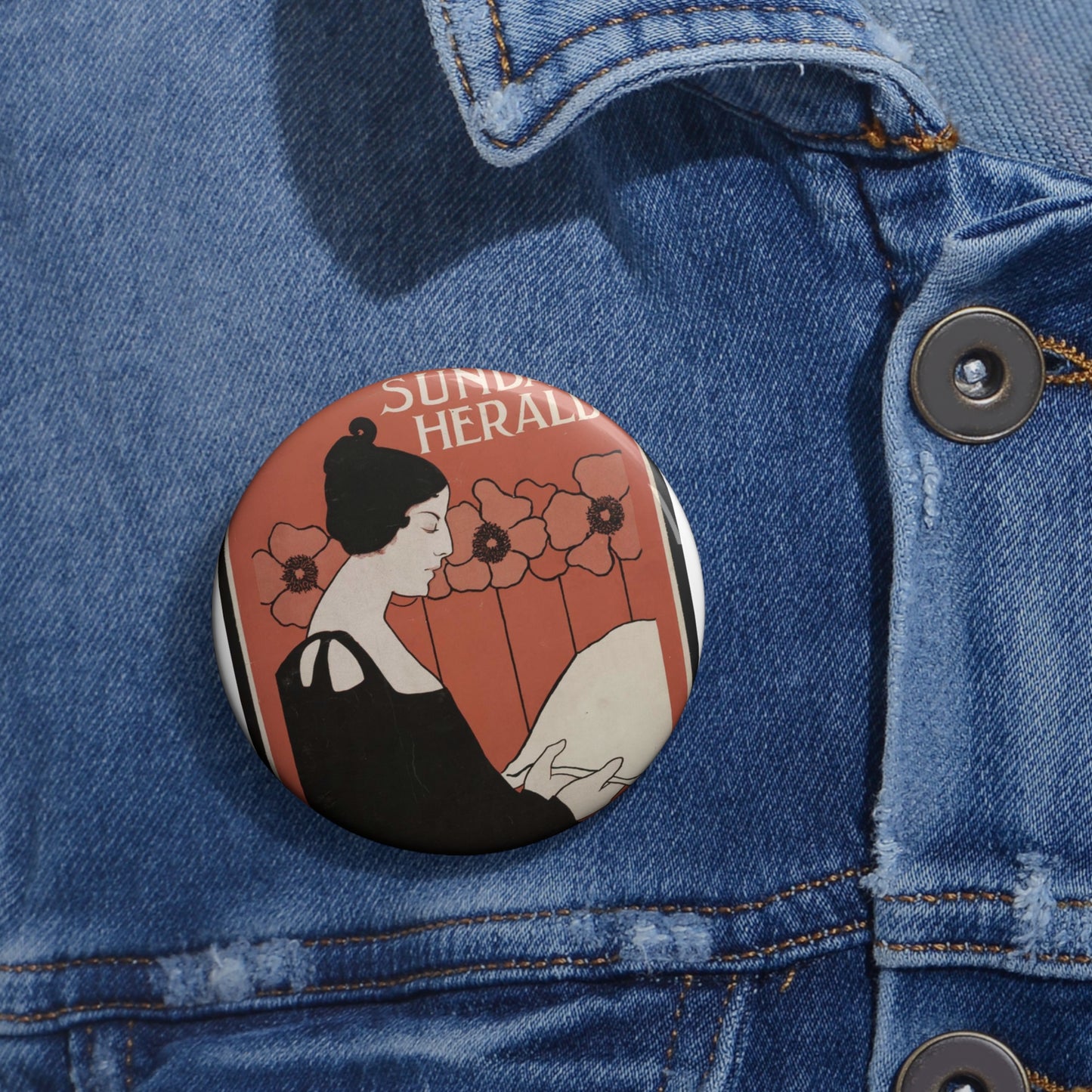 The Boston Sunday Hearld - ladies want it Feb. 24 / Boston Eng. Co. ; E. Reed. Pin Buttons with Crisp Design