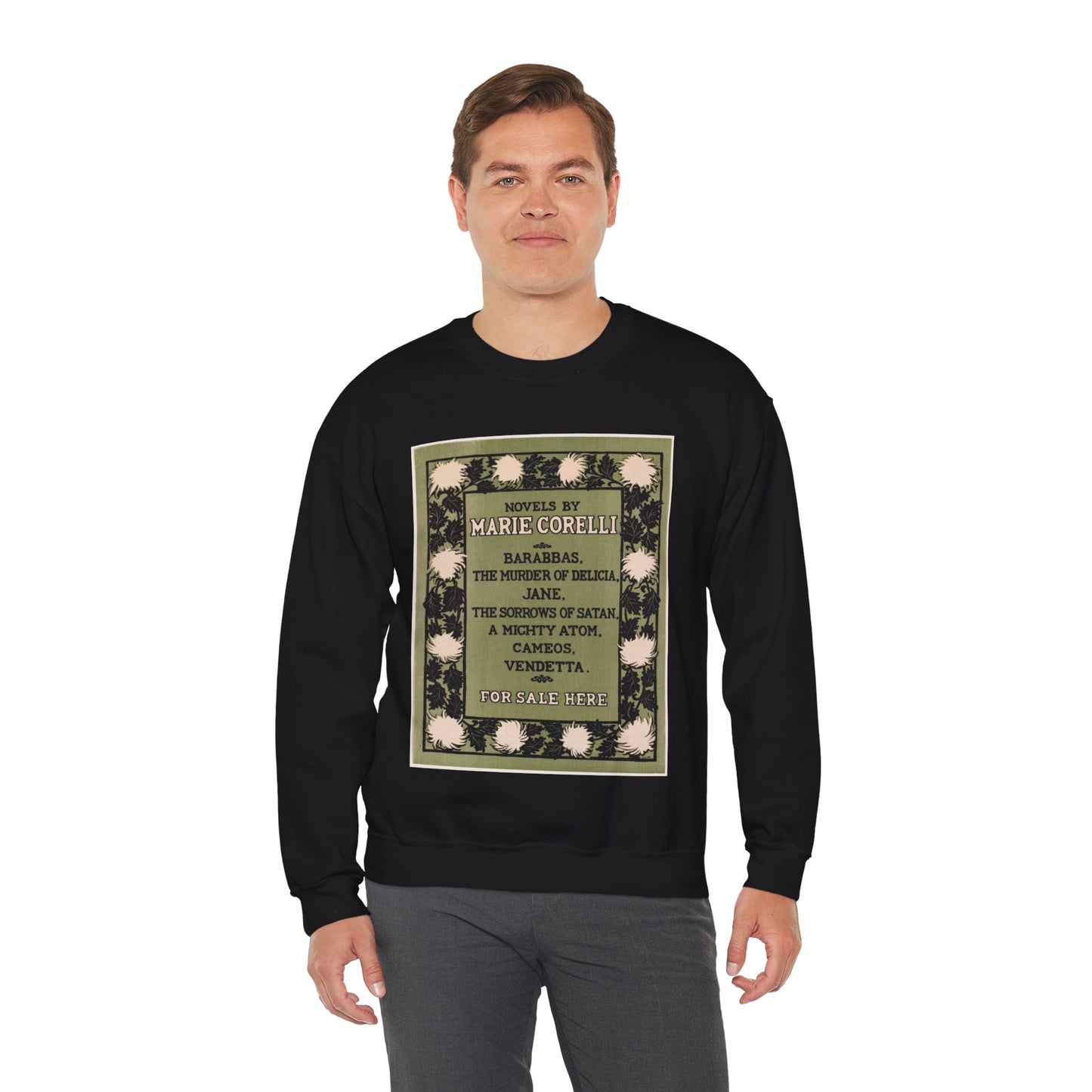 Novels by Marie Corelli, J.J Gould Black Heavy Blend Adult Crew Neck SweatShirt