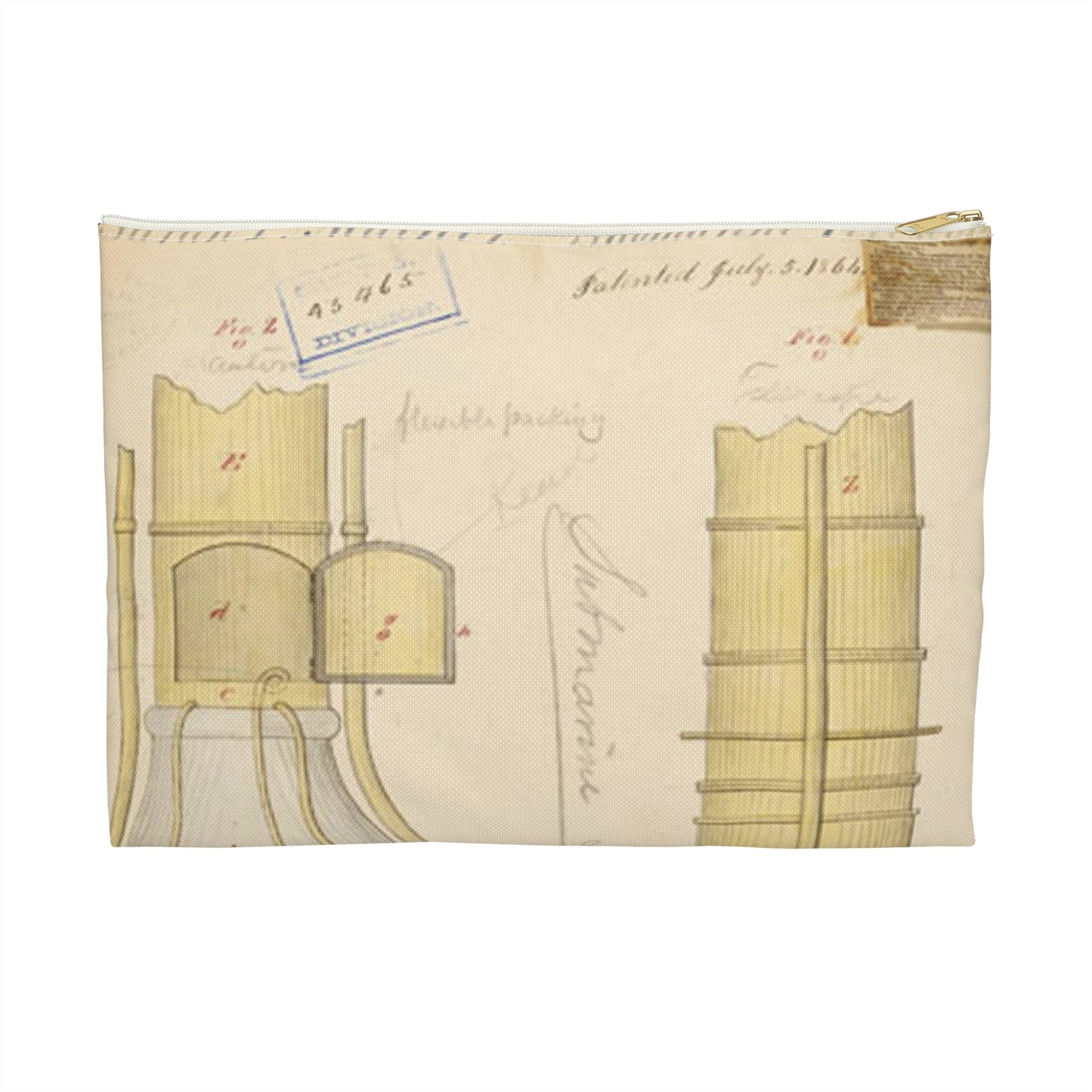 Patent drawing - Drawing of Submarine Telescope Public domain  image Large Organizer Pouch with Black Zipper