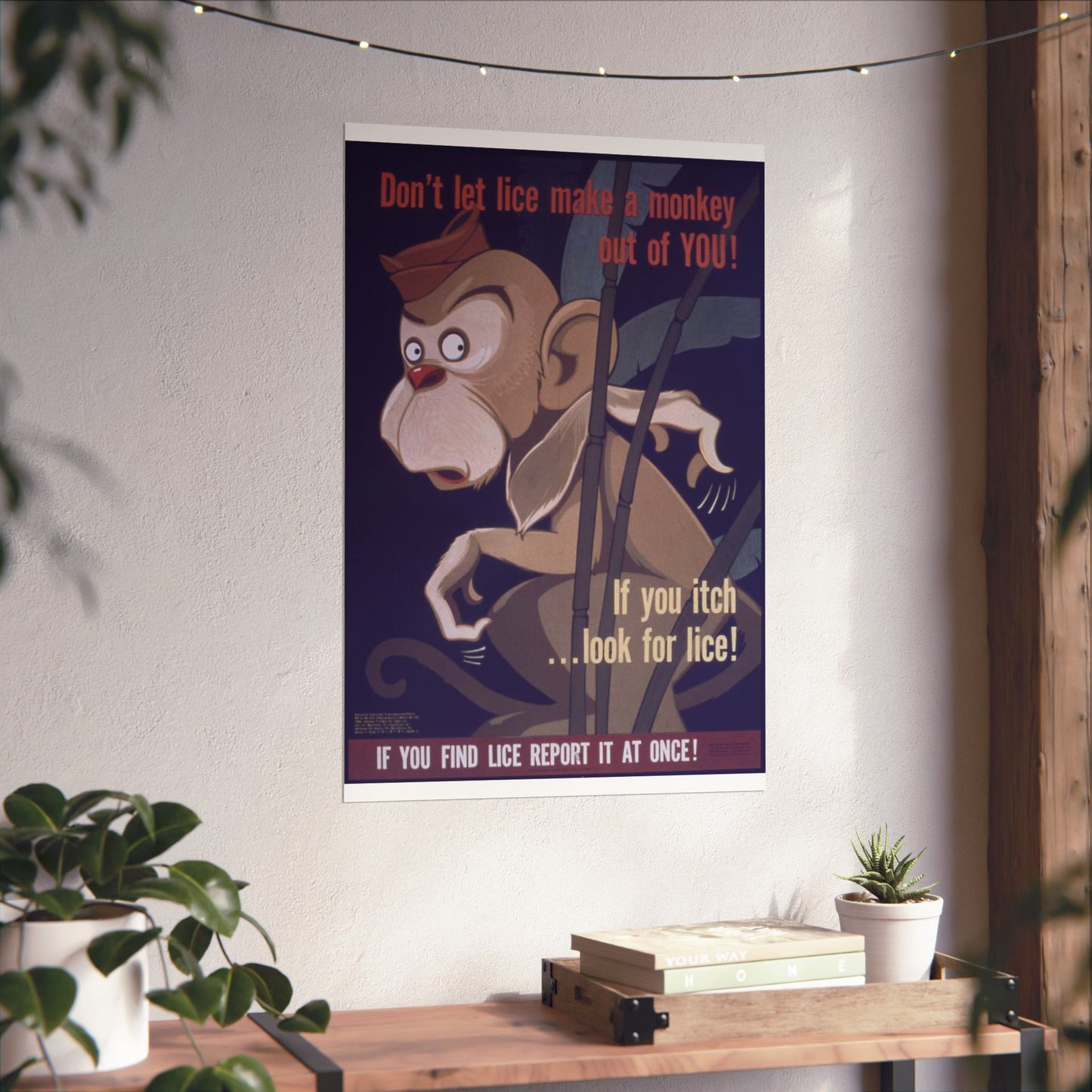 "Don't Let Lice Make a Monkey out of You^ If You Itch...Look for Lice^ If You Find Lice Report it at Once" - NARA - 514159 High Quality Matte Wall Art Poster for Home, Office, Classroom