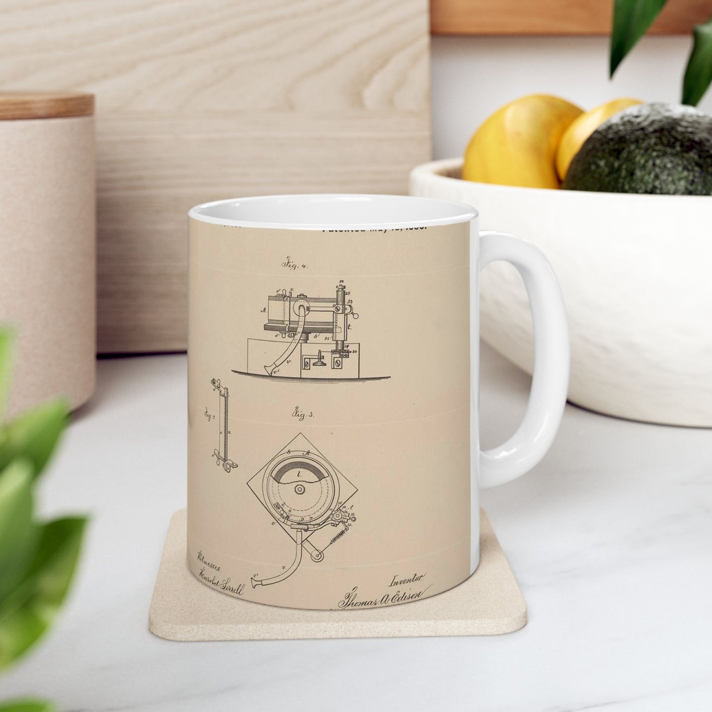 Patent Drawing of Engine - Drawing for a Phonograph Public domain  image Beautiful Novelty Ceramic Coffee Mug 11oz