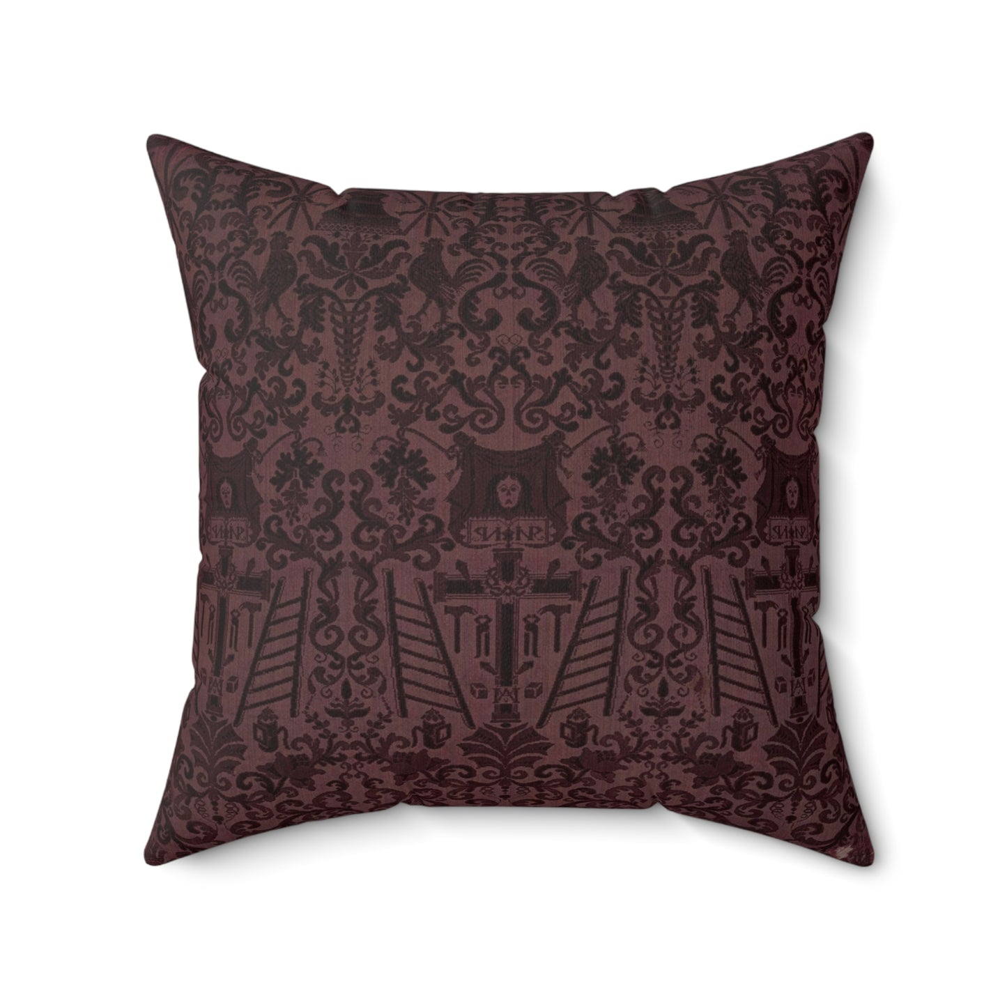 Length of velvet with Instruments of the Passion Decorative Accent Square Pillow