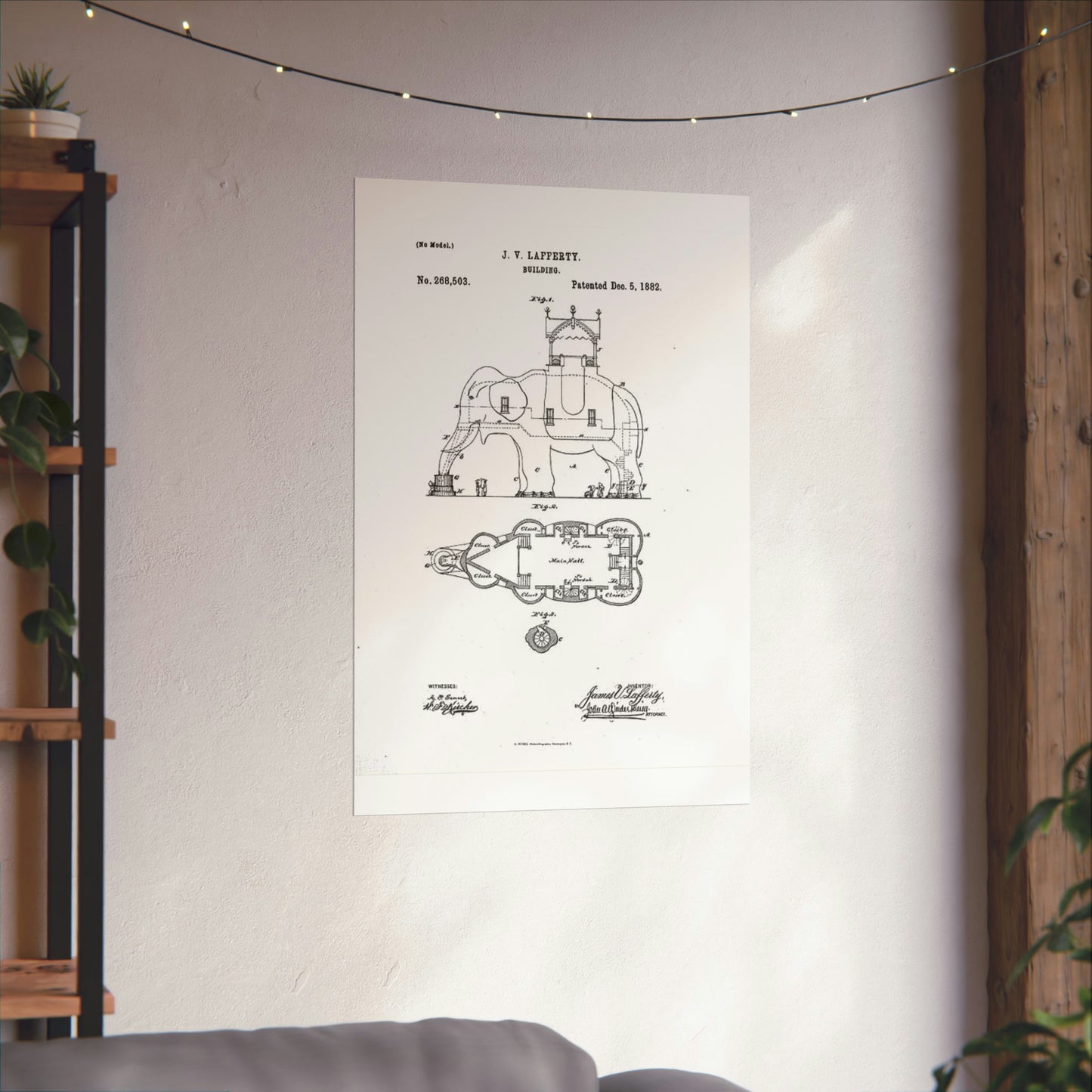 Patent Drawing of Engine - Lucy-USpatent268503 1882 Public domain  image High Quality Matte Wall Art Poster for Home, Office, Classroom