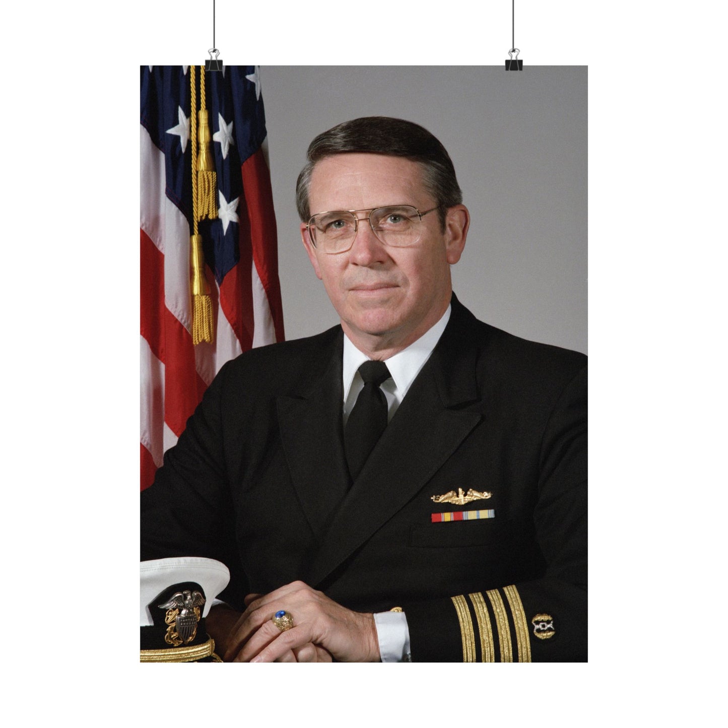 Portrait:  US Navy (USN) Captain (CAPT) Charles A. Hougland (uncovered) High Quality Matte Wall Art Poster for Home, Office, Classroom